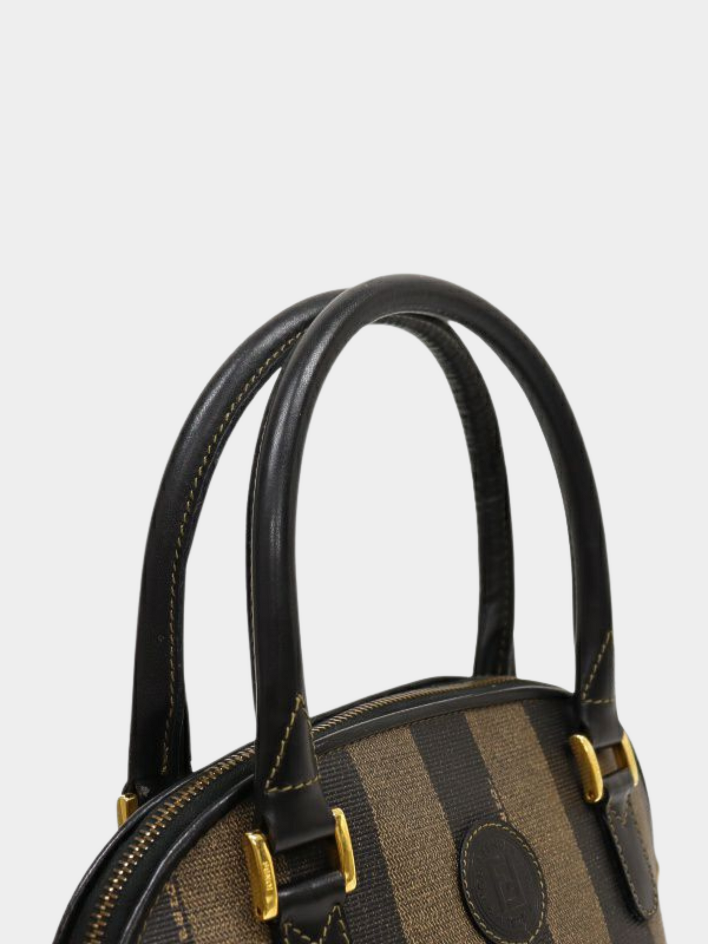 Fendi 2000s Black Khaki Pecan PVC Leather 2-Way Bag