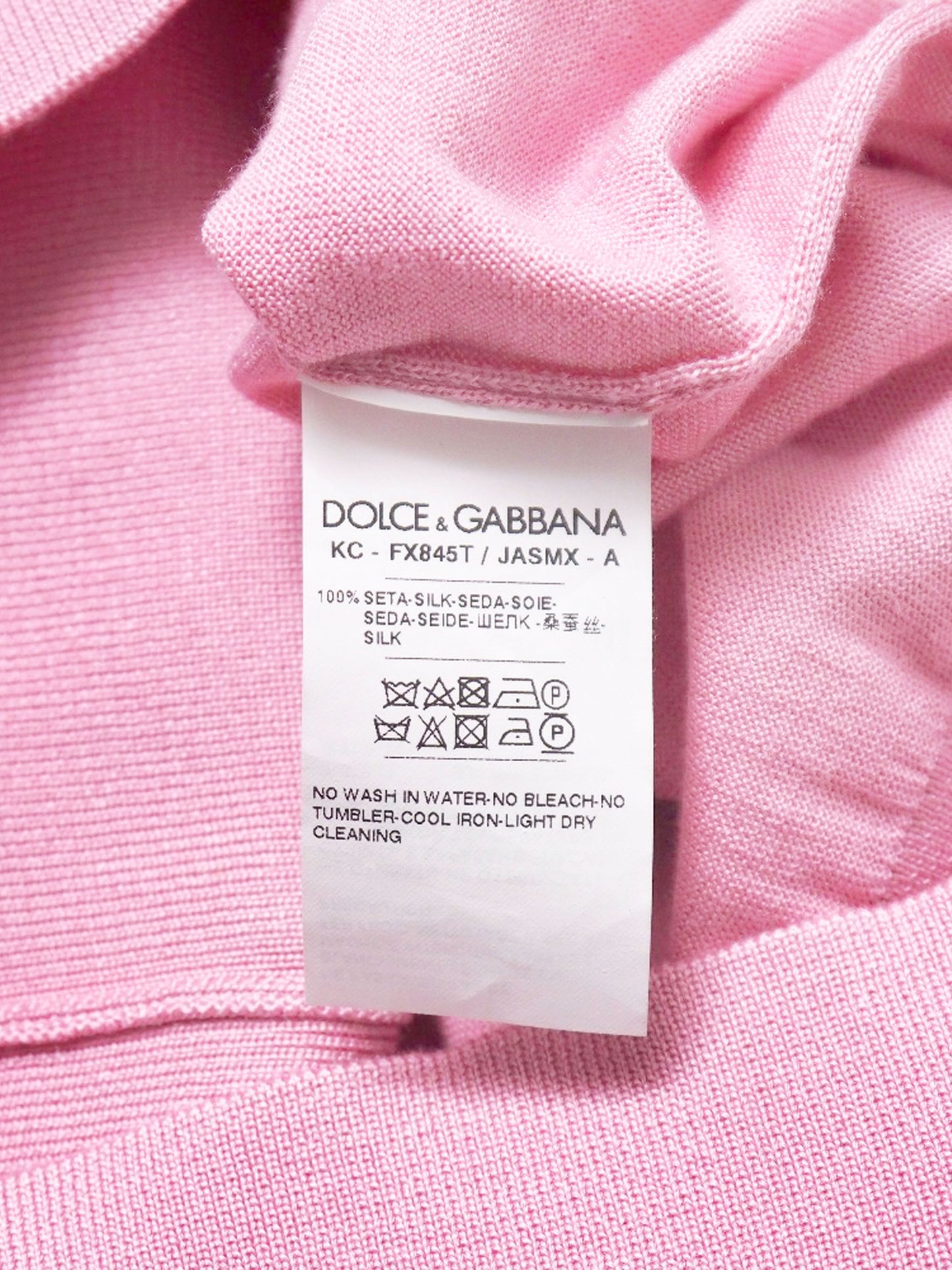 Dolce and Gabbana 2010s Pink Silk Ascot Collar Knit Top