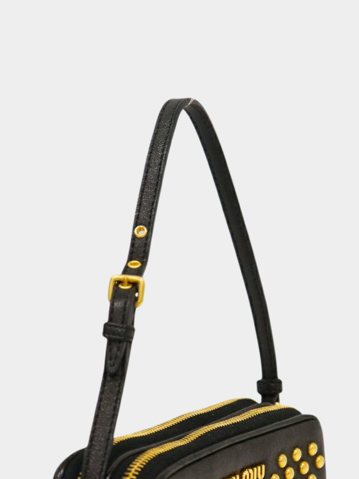 Miu Miu 2000s Black Studded Leather Mini Handbag