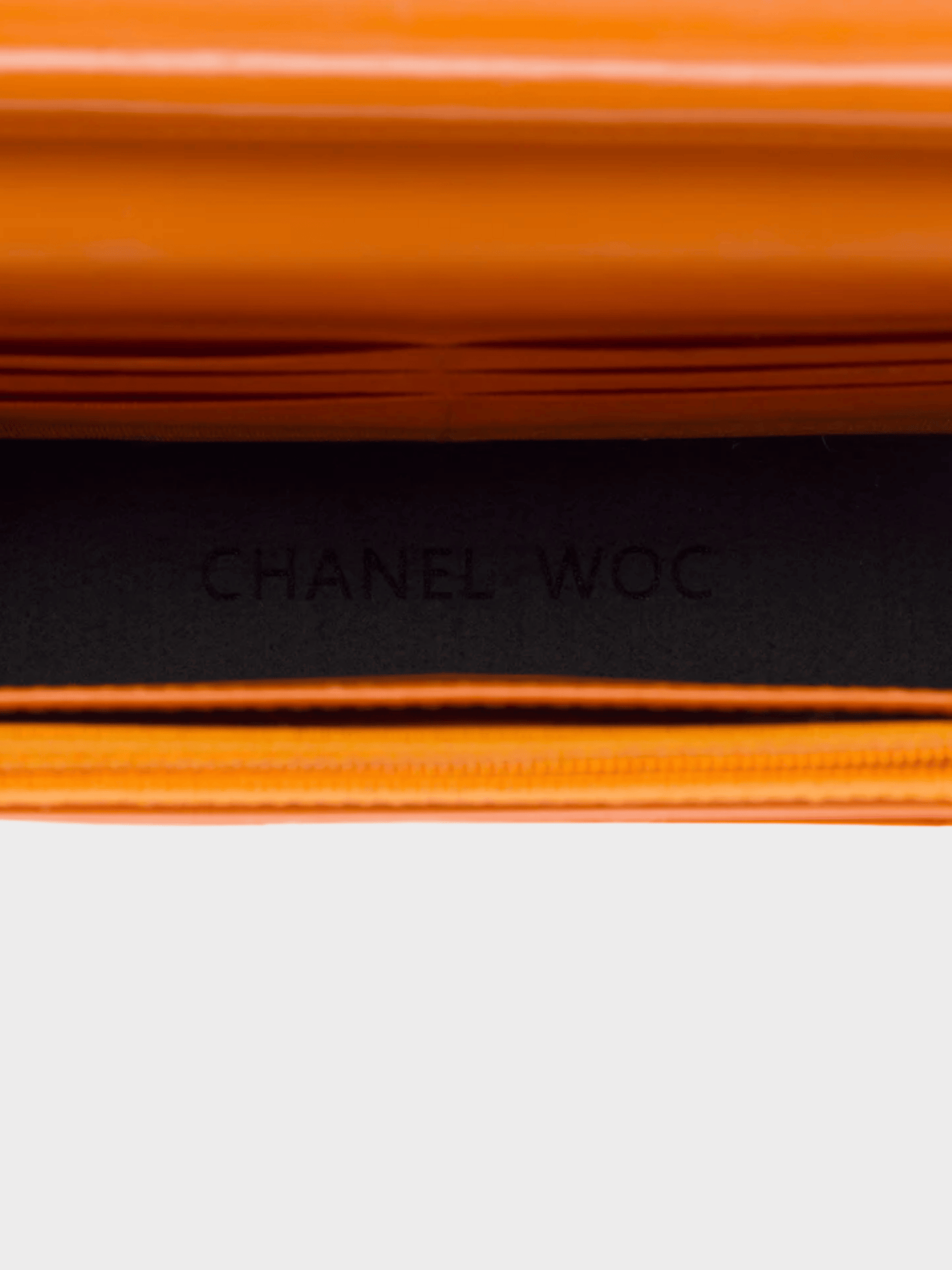 Chanel 2014 Orange Quilted Patent Leather Classic WOC Clutch Bag