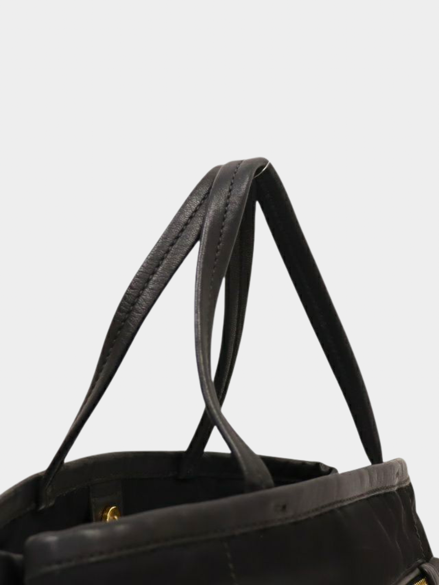 Prada 2000s Black Nylon Leather Triangle Logo Handbag