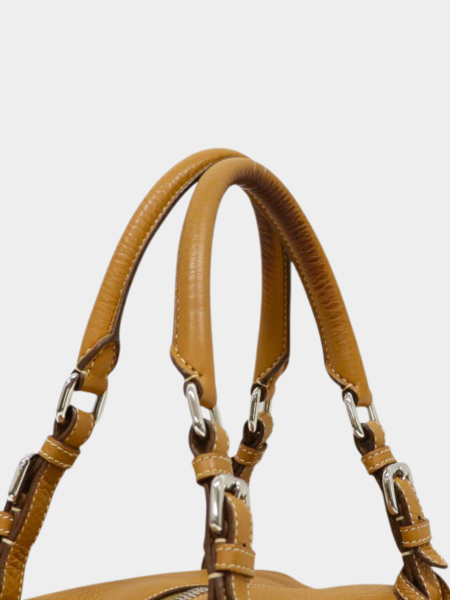 Prada 2000s Beige Embossed Logo Leather Handbag