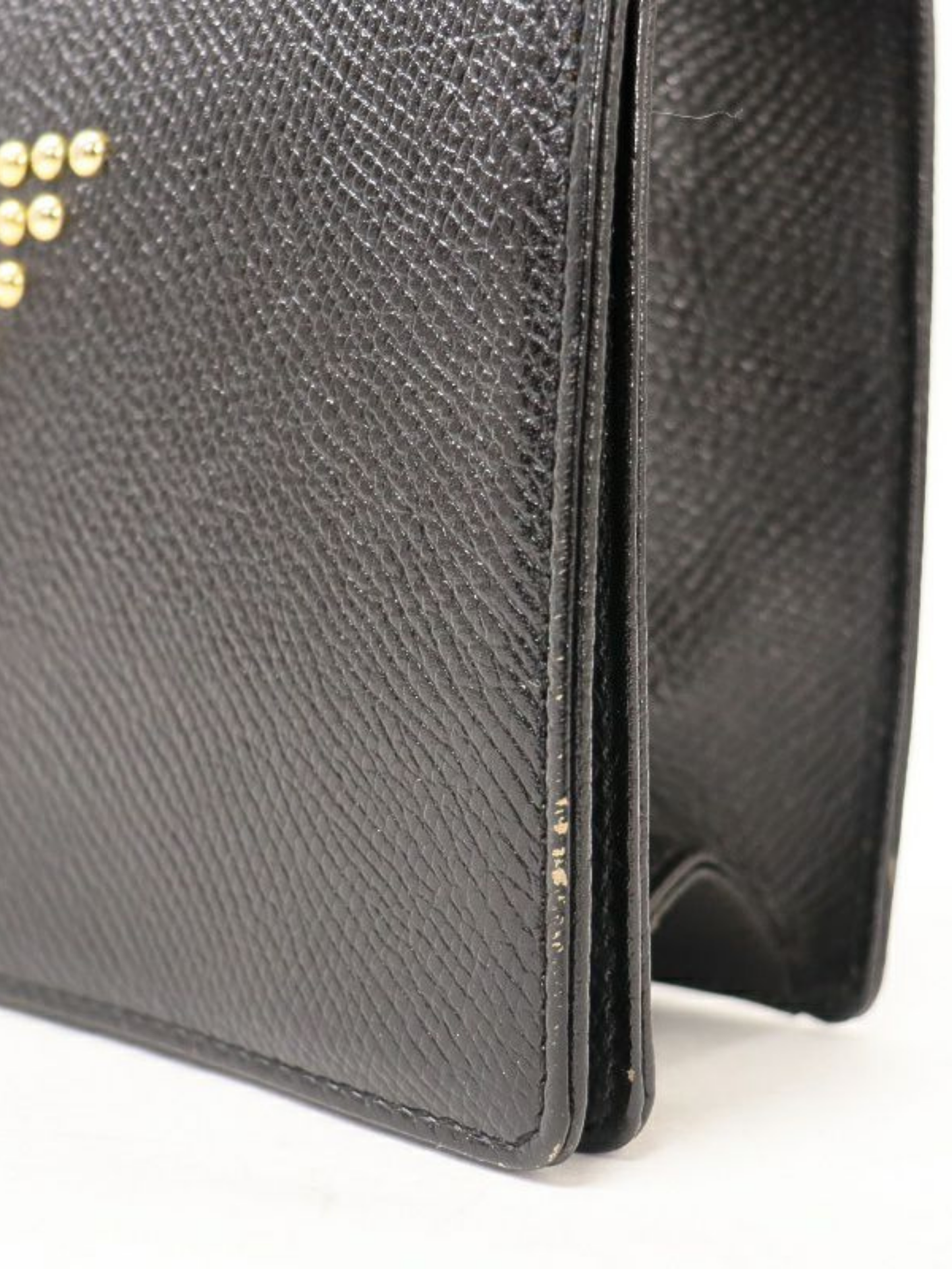 Yves Saint Laurent 2000s Black Leather Logo Studs Shoulder Bag