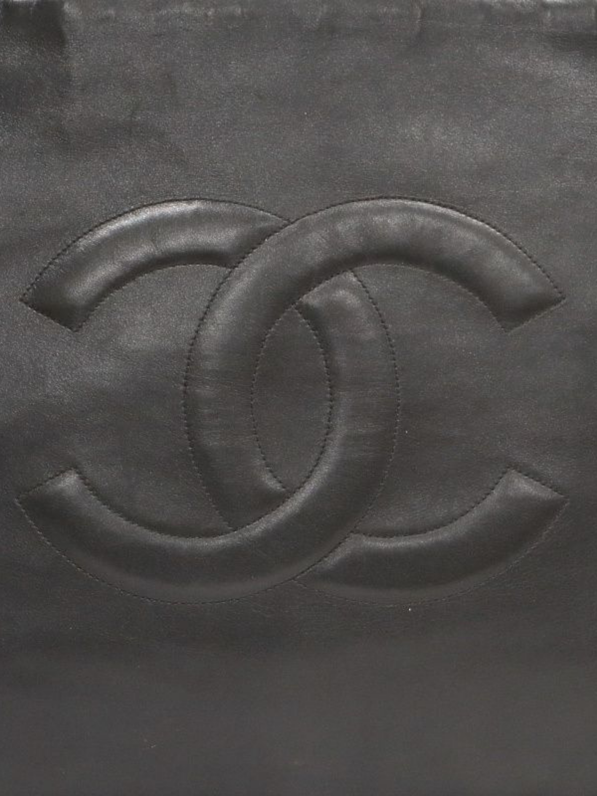 Chanel 1995–1996 Black Leather Jumbo Coco Chain Tote Bag