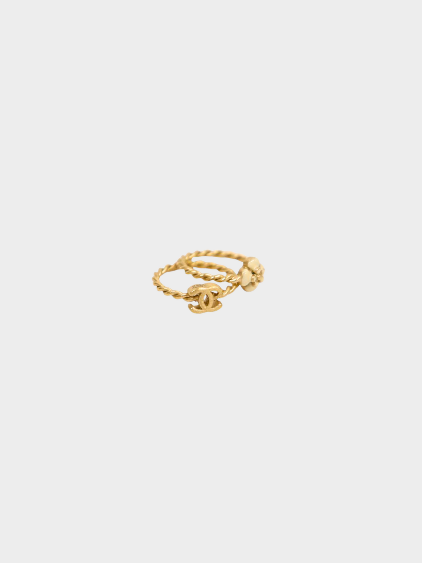 Chanel 1990s Gold Coco Camellia Twist Ring Set