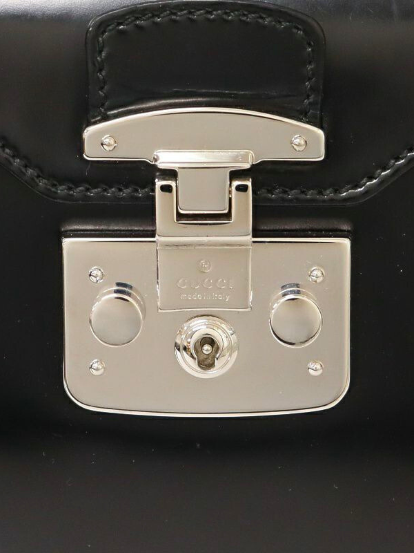 Gucci 2010s Black Leather Lady Lock Handbag