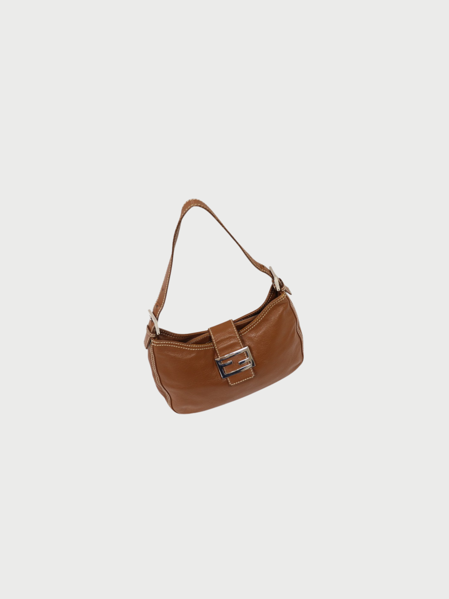 Fendi 2000s Brown Leather Mamma Baguette Bag