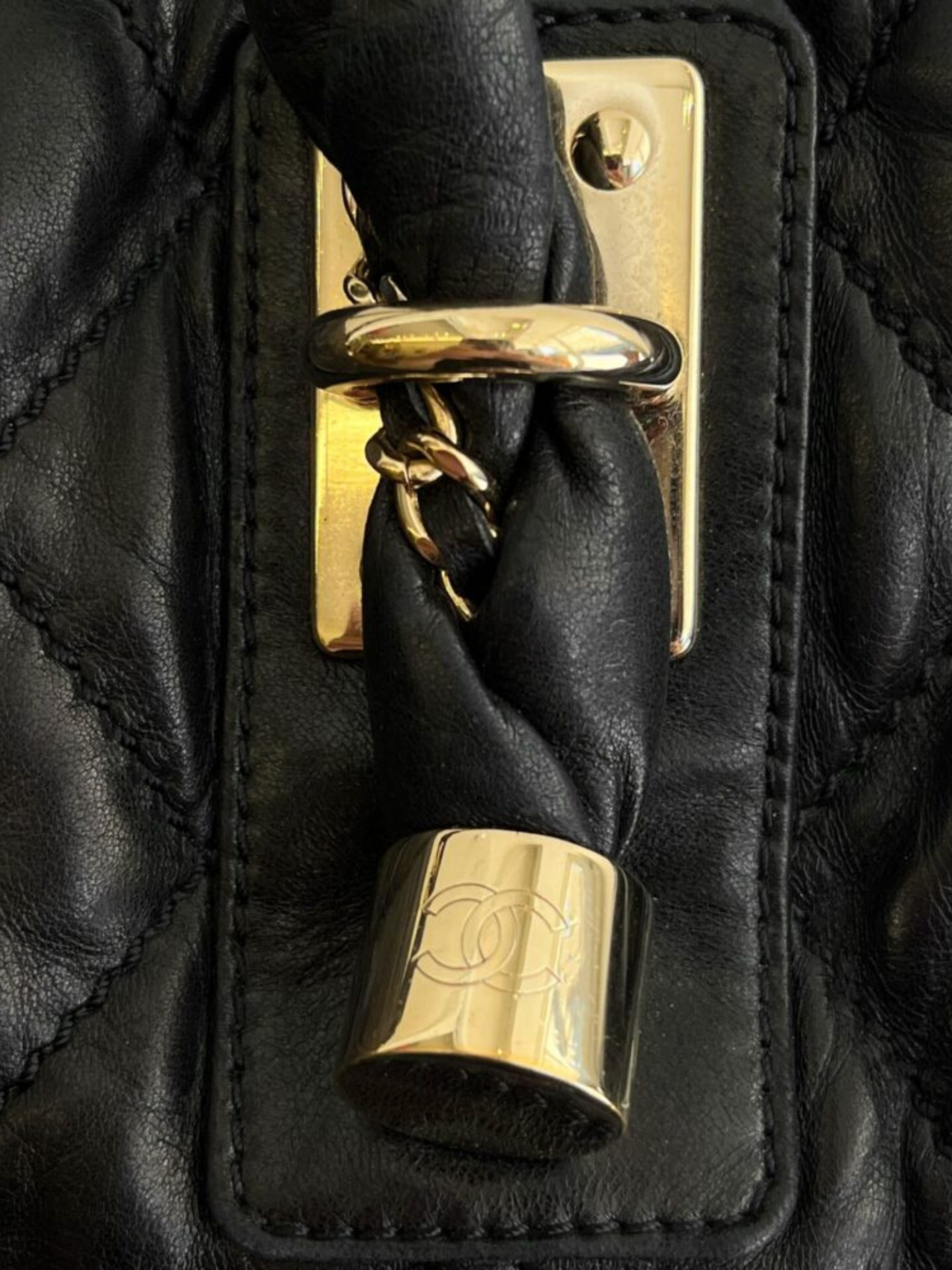 Chanel 2007 Black Quilted Leather Lady Braid Satchel Bag