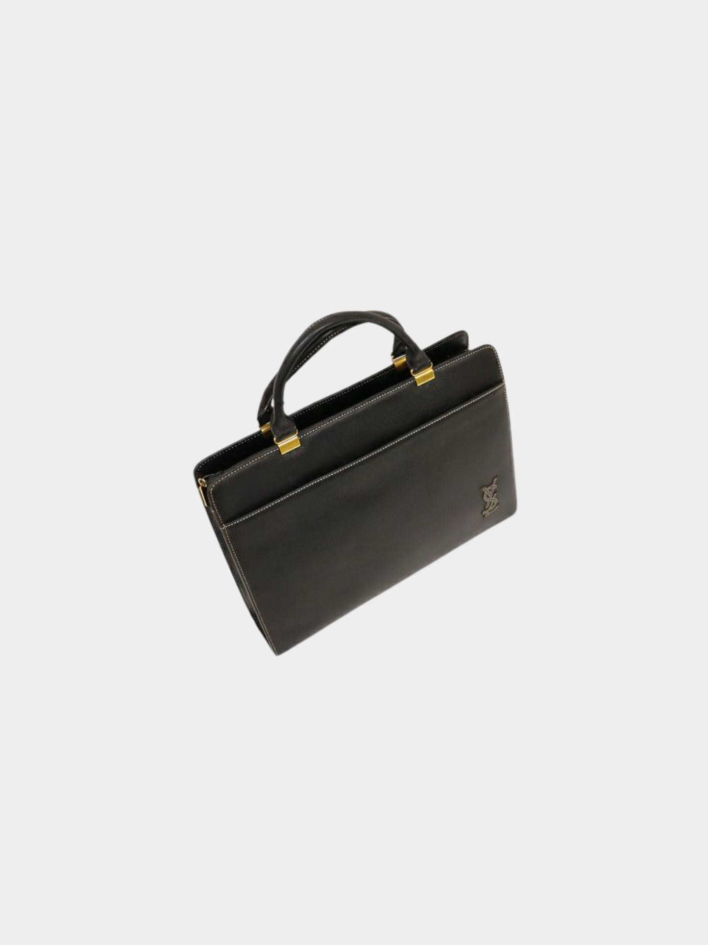 Yves Saint Laurent 2000s Black Leather Logo Handbag