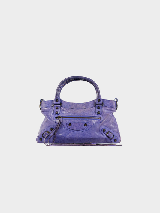 Balenciaga 2000s First Bleu Lavande Agneau Shoulder Bag