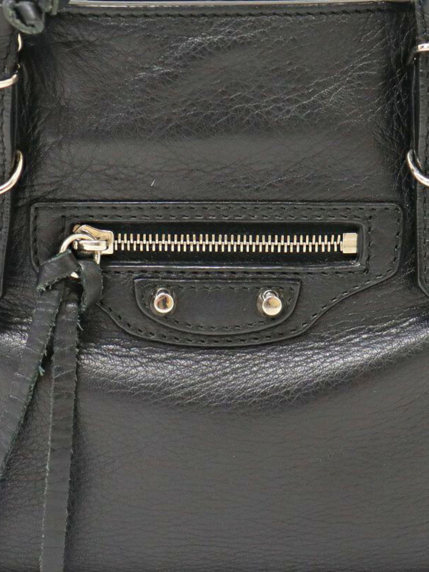 Balenciaga 2010s Black Leather Papier Mini Bag