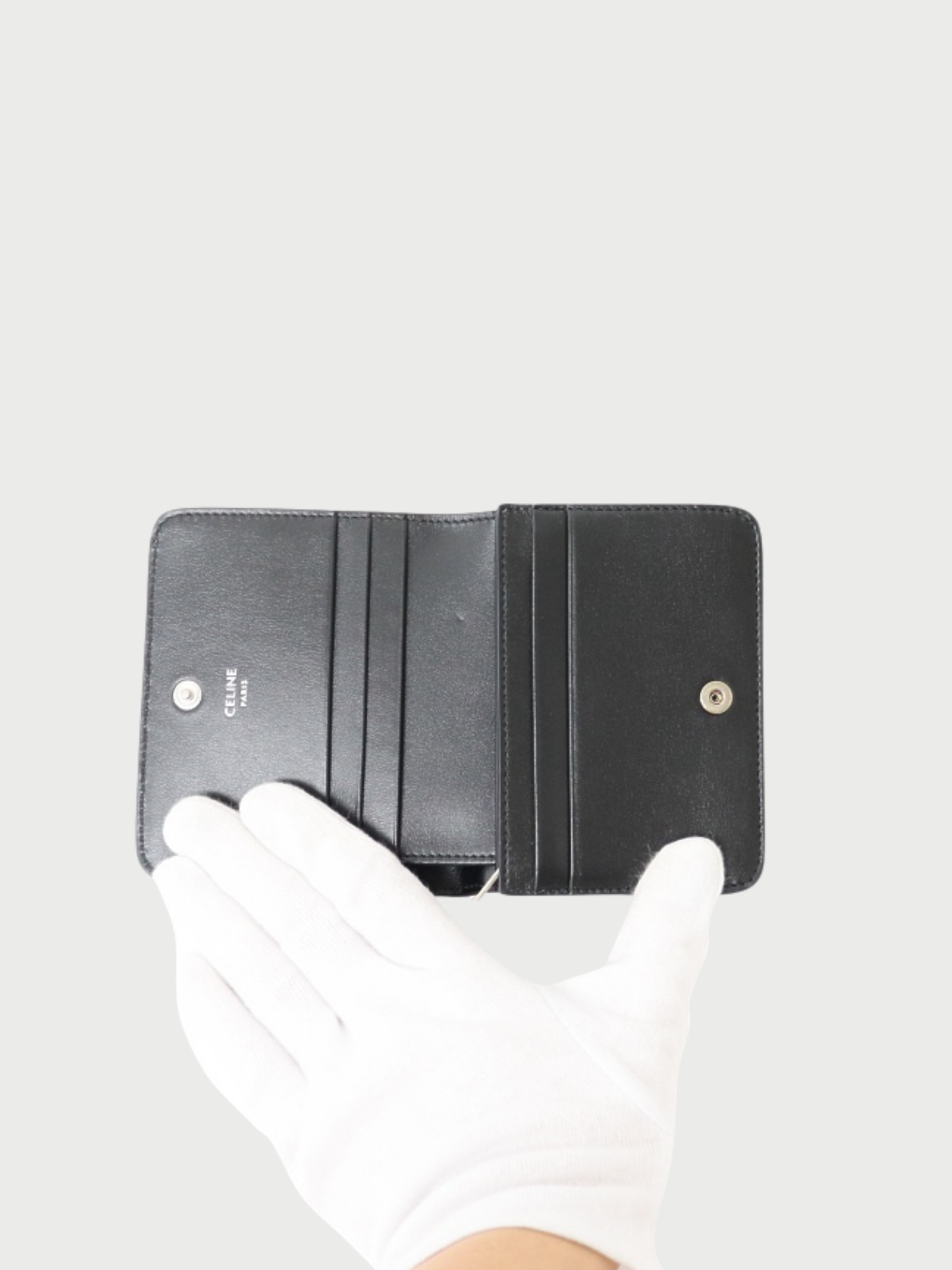 Celine 2020s Black Leather Compact Wallet