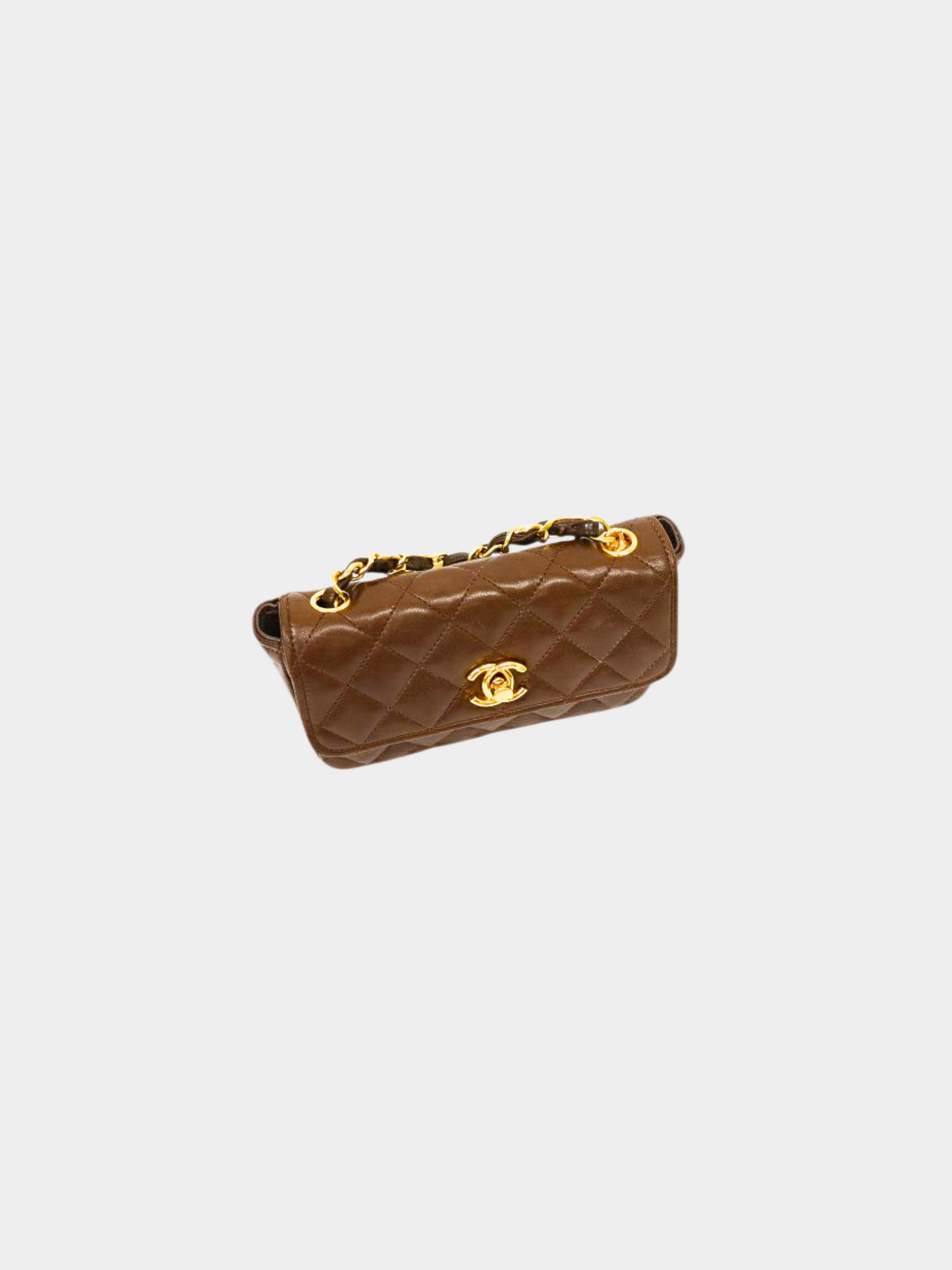 Chanel 2010s Brown Quilted Mini Chain Shoulder Bag