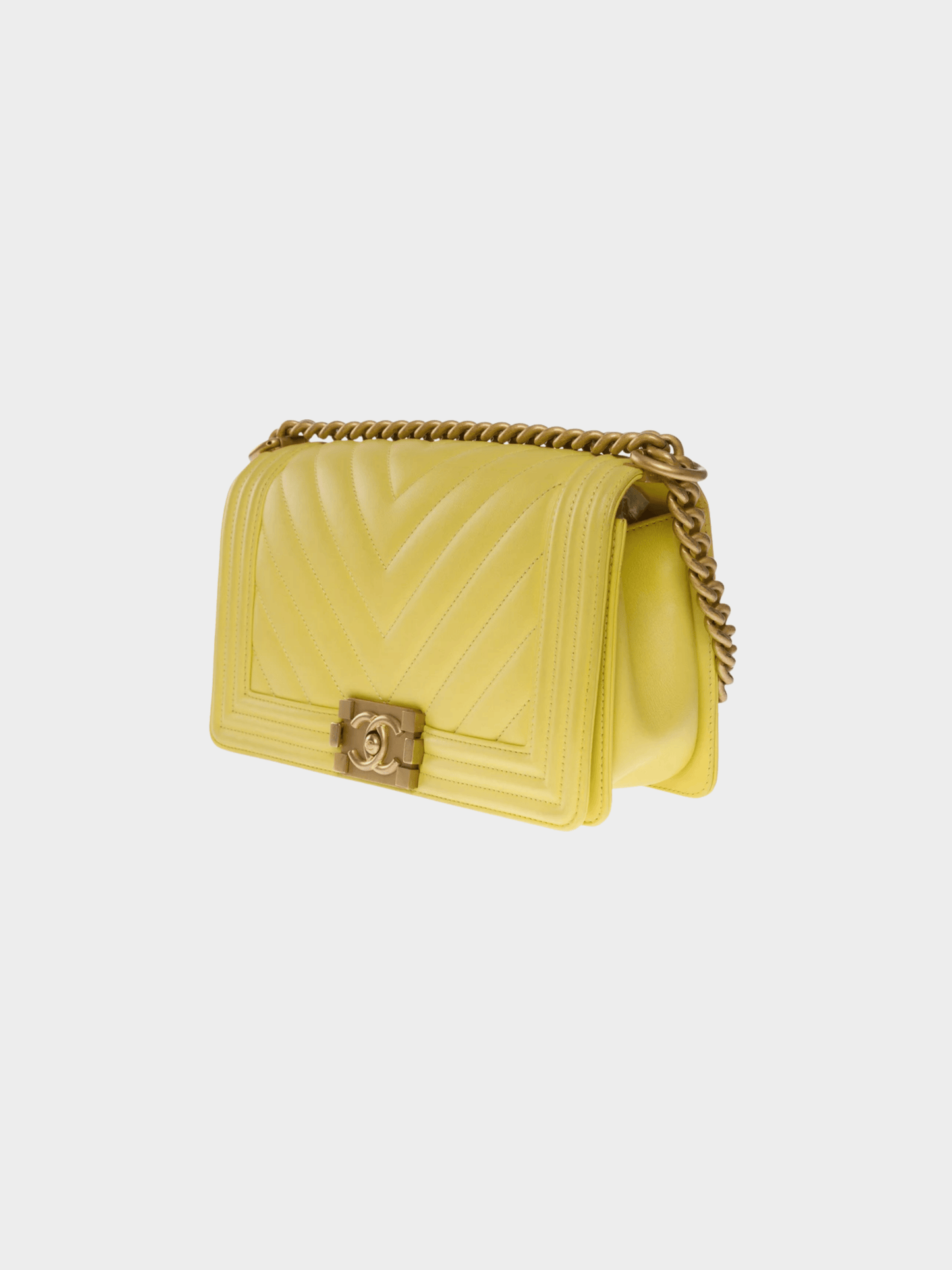 Chanel 2018 Yellow Leather Boy Bag