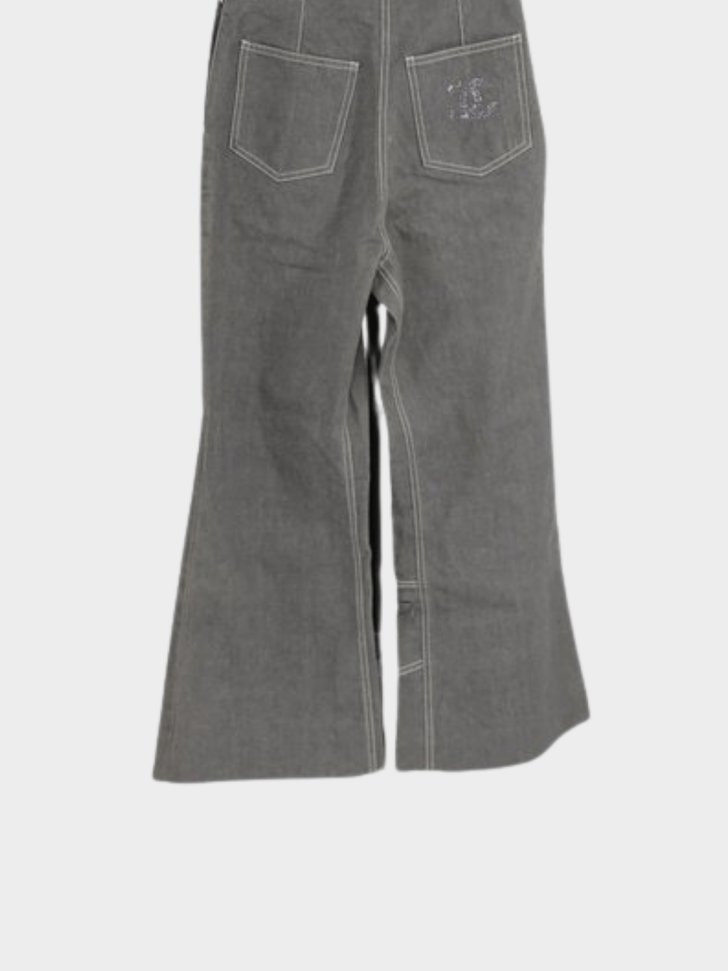 Chanel 2001 Crystal CC Logo Flared Cargo Denim Pants