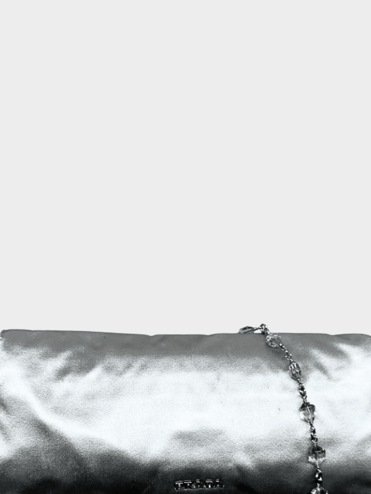Prada 2000s Silver Satin Crystal Embellished Chain Clutch