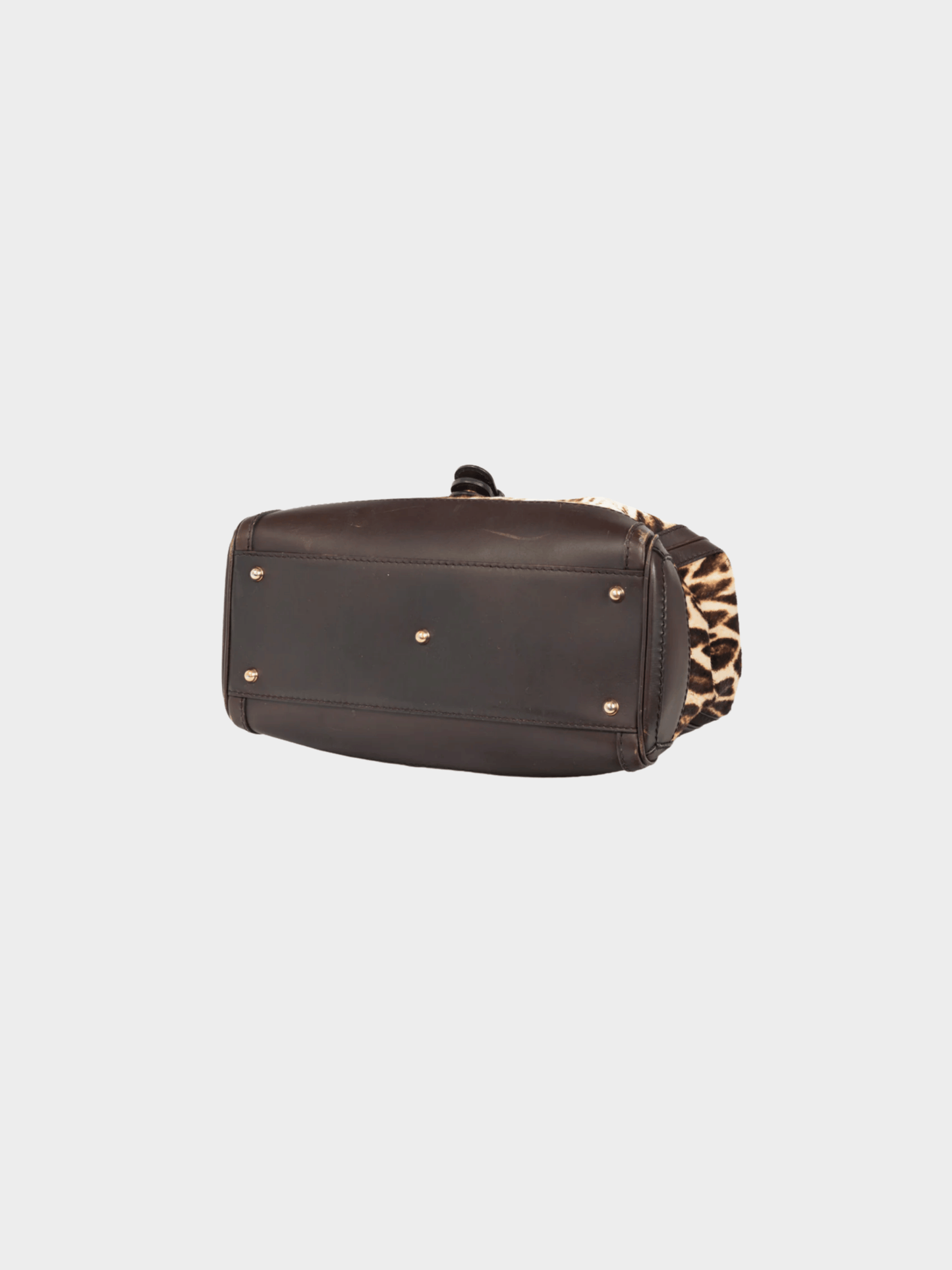 Gucci 2010s Brown Animal-Print Pony Hair Medium Boston Bag