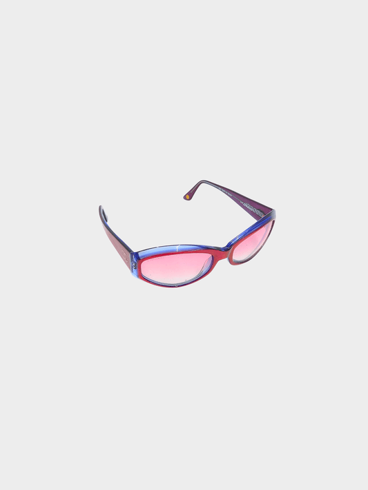 Chanel 2000s Purple Interlocking CC Logo Cat-Eye Sunglasses