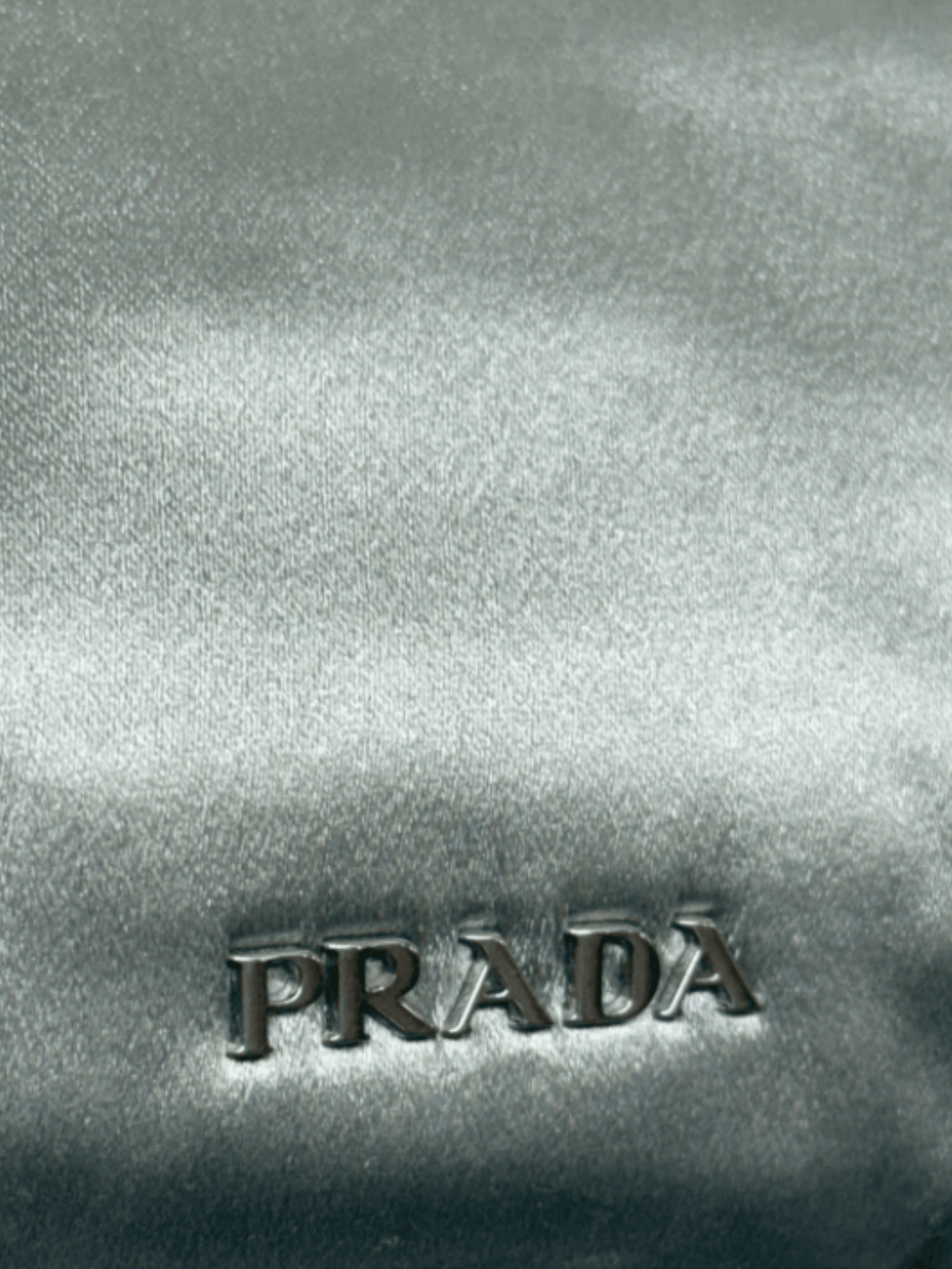 Prada 2000s Silver Satin Crystal Embellished Chain Clutch
