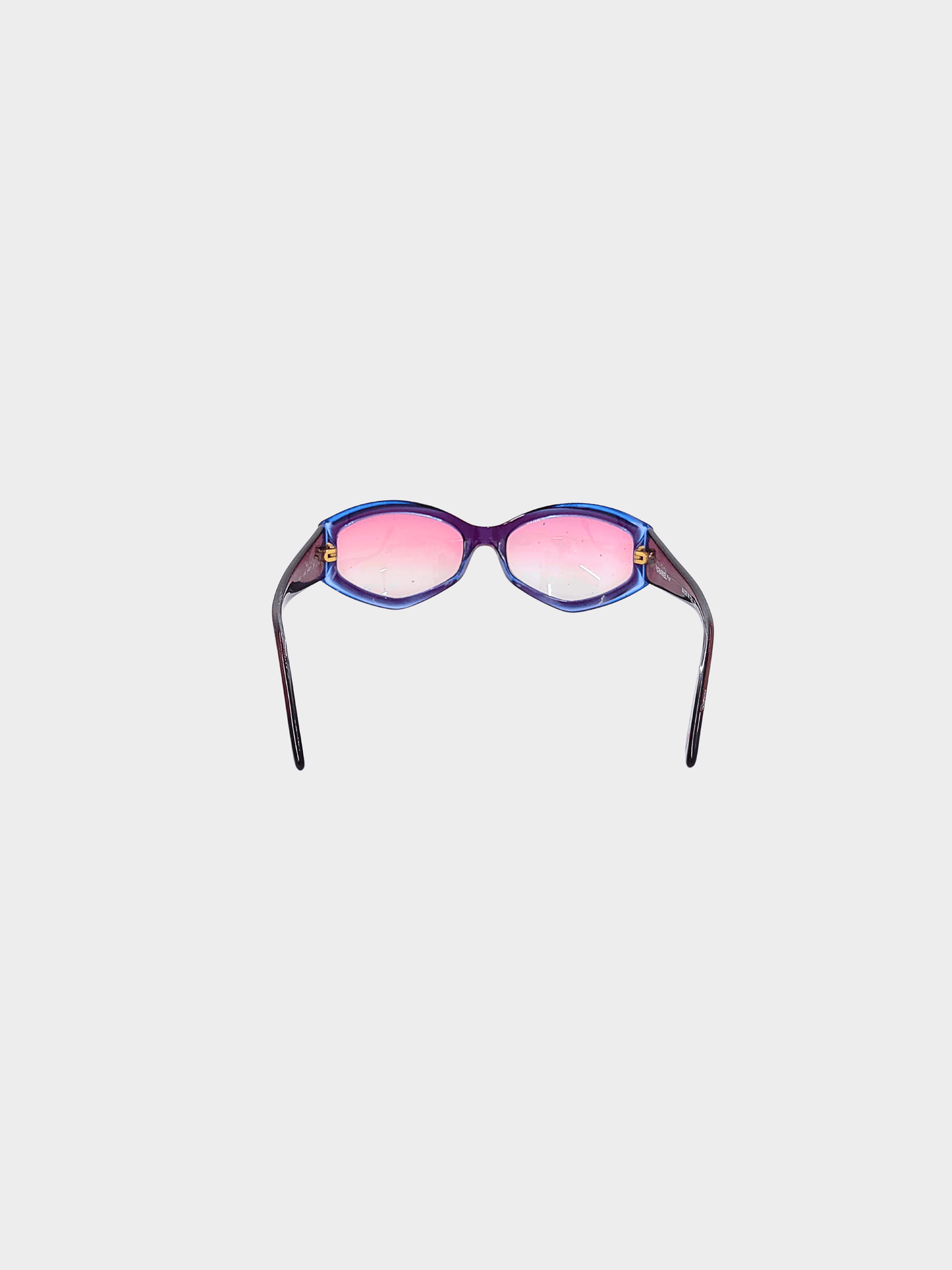 Chanel 2000s Purple Interlocking CC Logo Cat-Eye Sunglasses