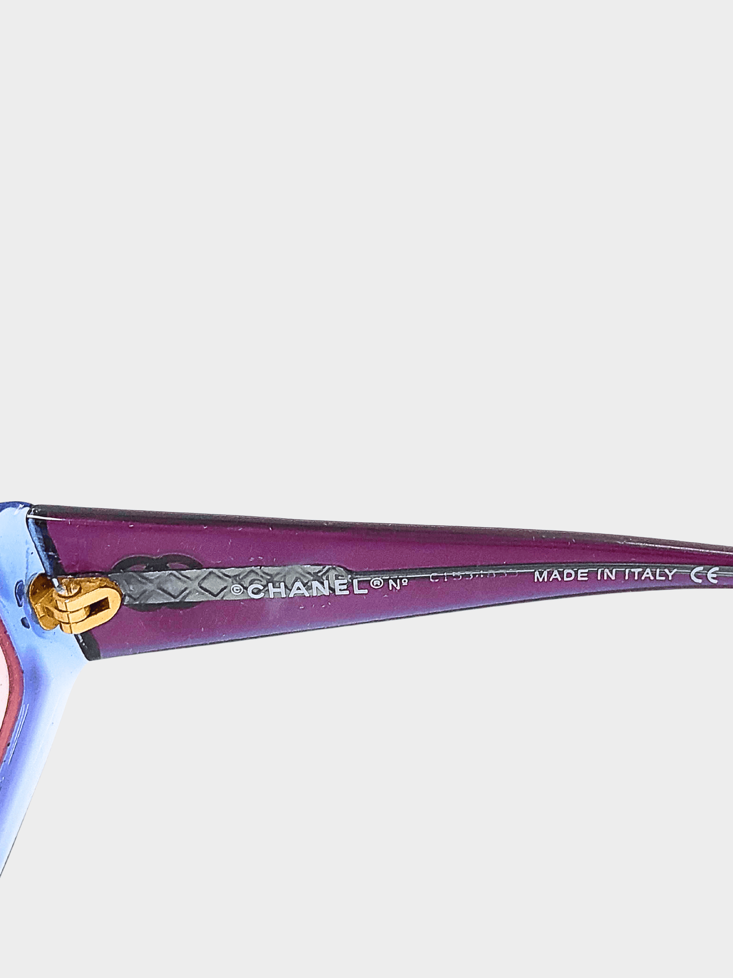 Chanel 2000s Purple Interlocking CC Logo Cat-Eye Sunglasses