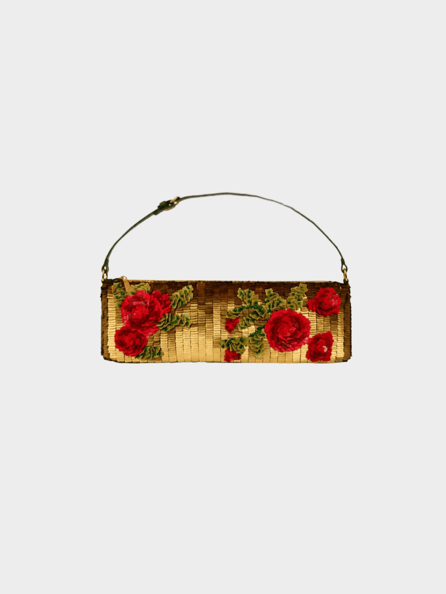 Valentino 2000s Gold Sequin Baguette Bag