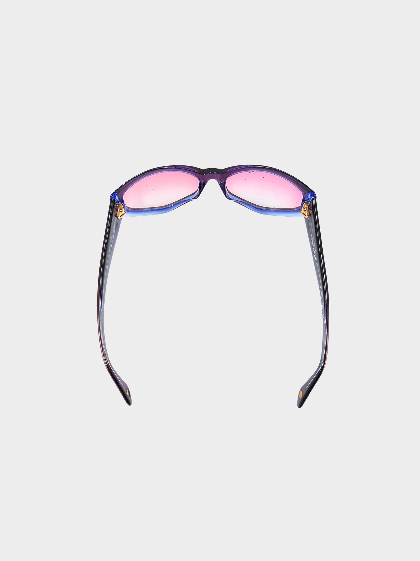 Chanel 2000s Purple Interlocking CC Logo Cat-Eye Sunglasses
