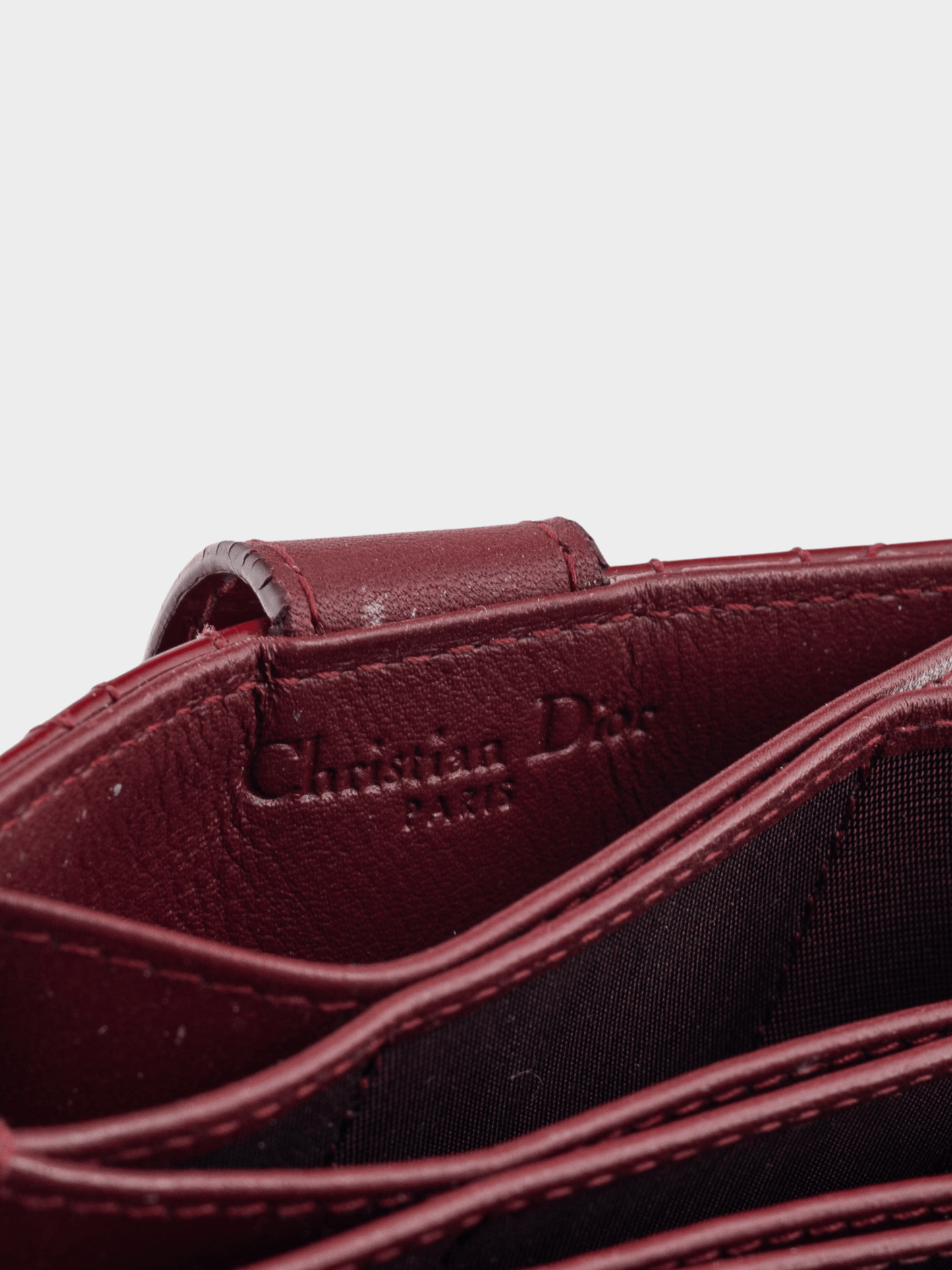 Christian Dior 2010s Lady Dior Jasmine Cherry Red Patent Cannage Calfskin Card Holder