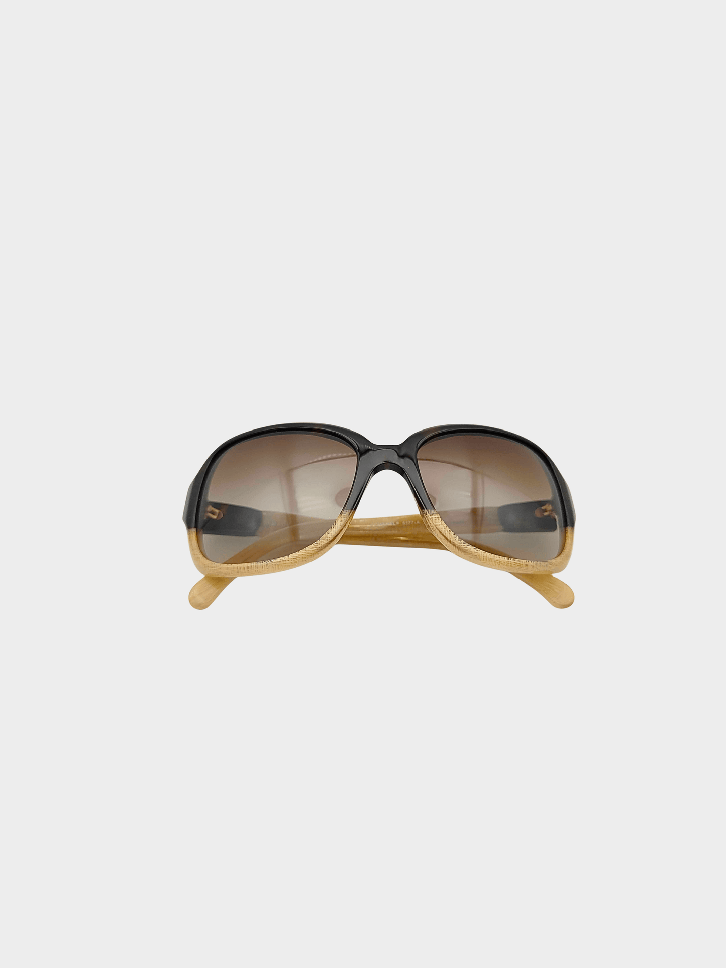 Chanel 2000s Black and Beige CC Logo Sunglasses