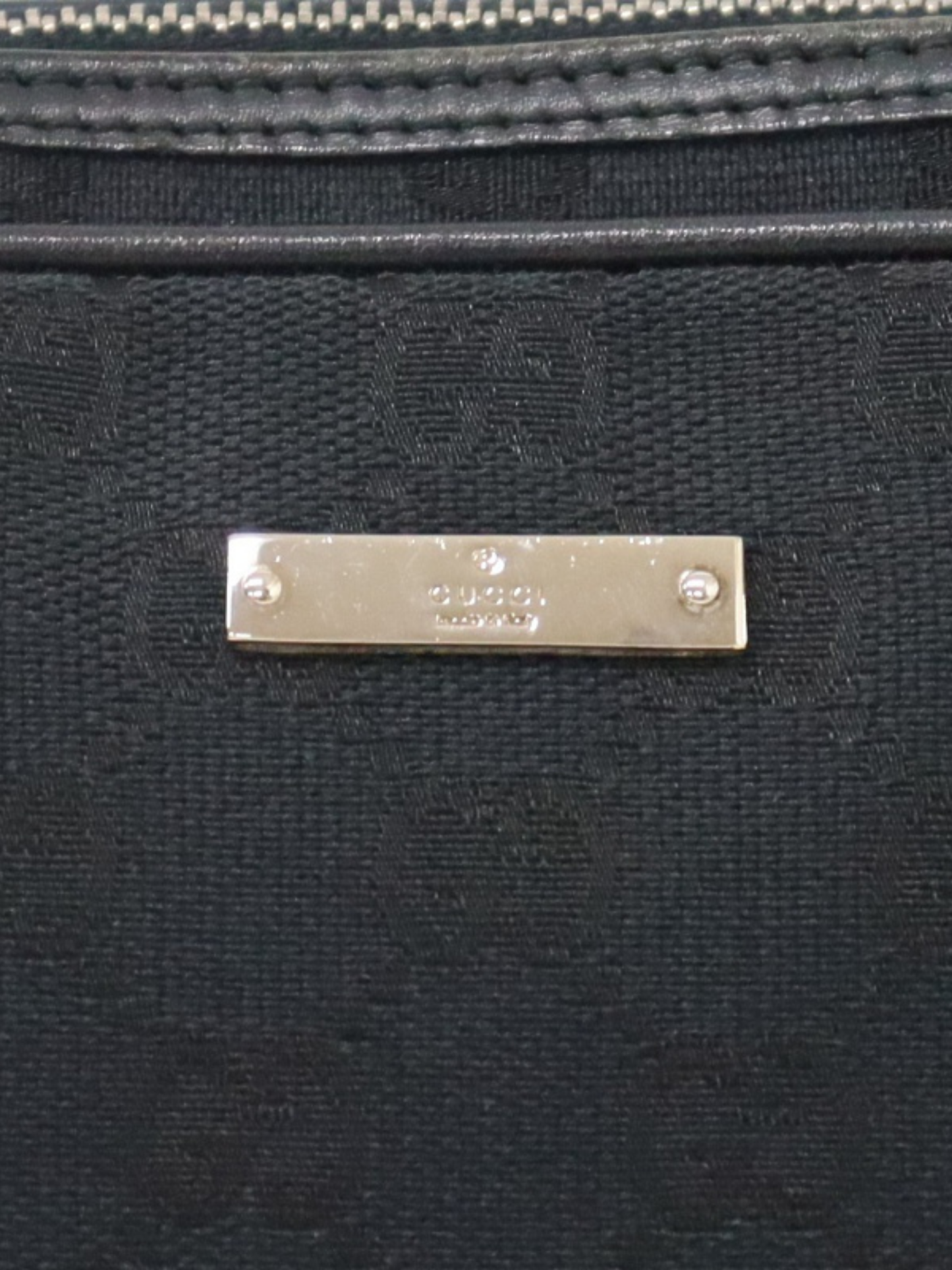 Gucci 2000s Black GG Canvas Leather Front Zip Handbag