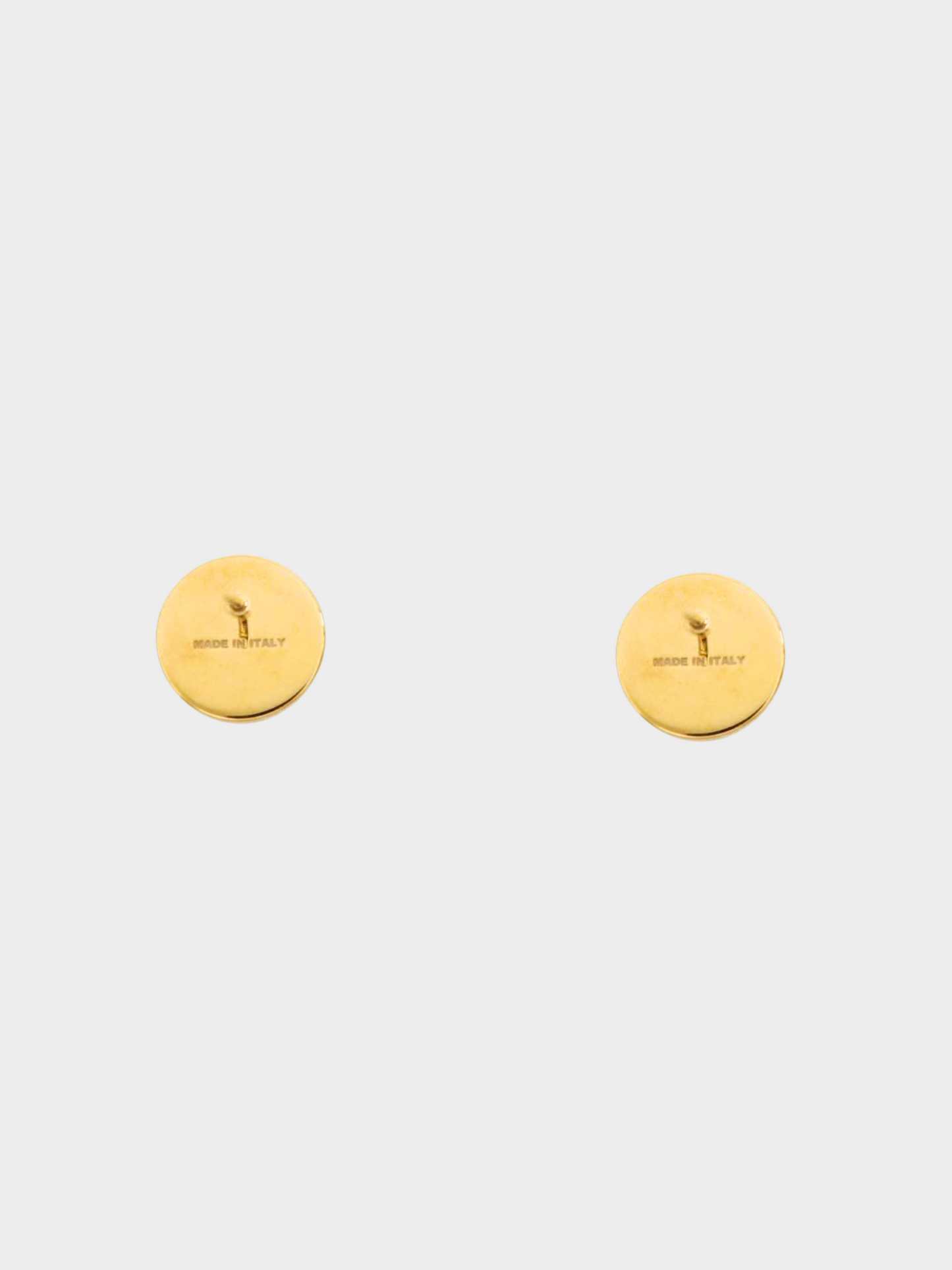 Miu Miu 2020s Gold Enamel Logo Metal Stud Earrings