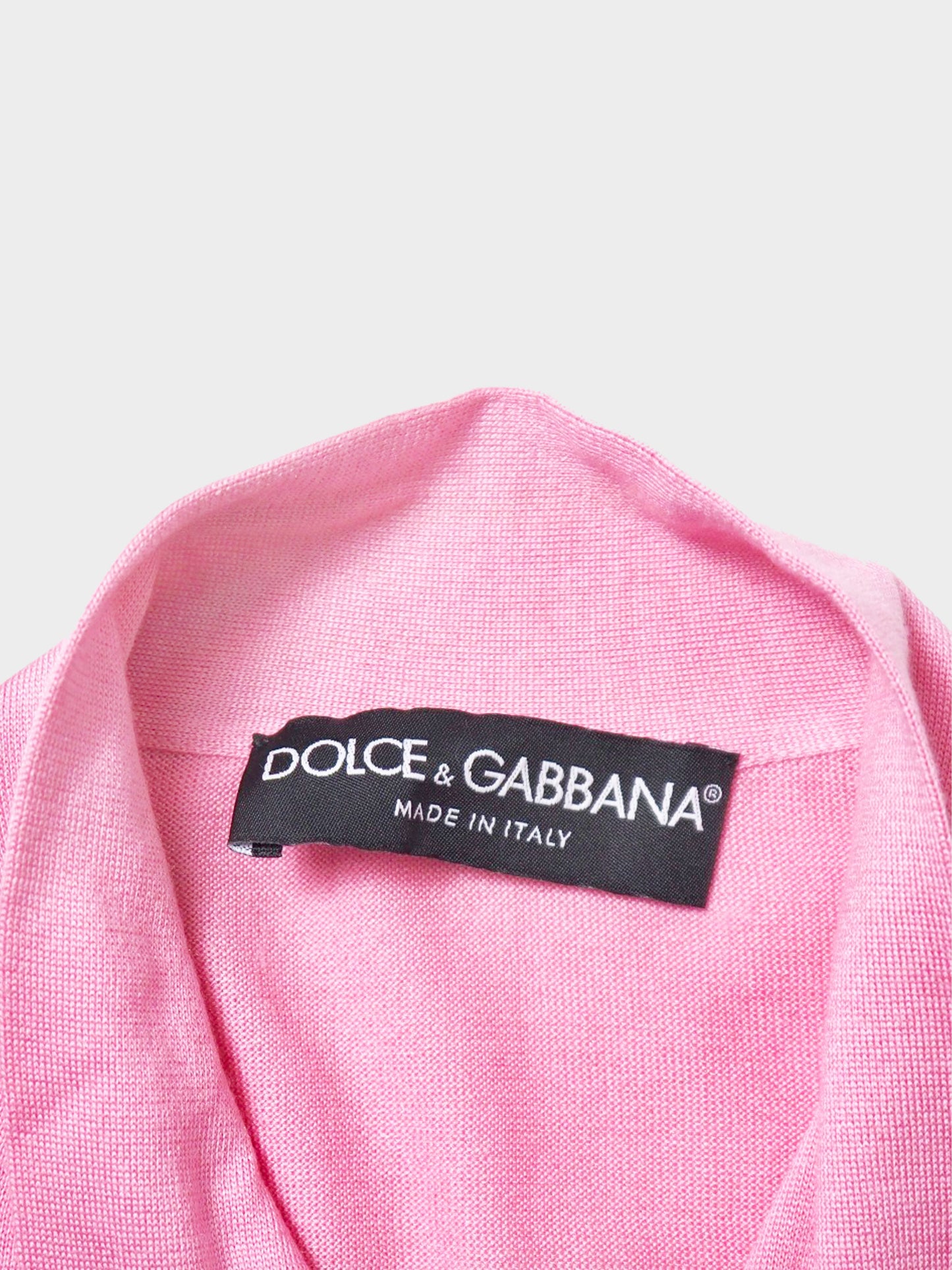 Dolce and Gabbana 2010s Pink Silk Ascot Collar Knit Top