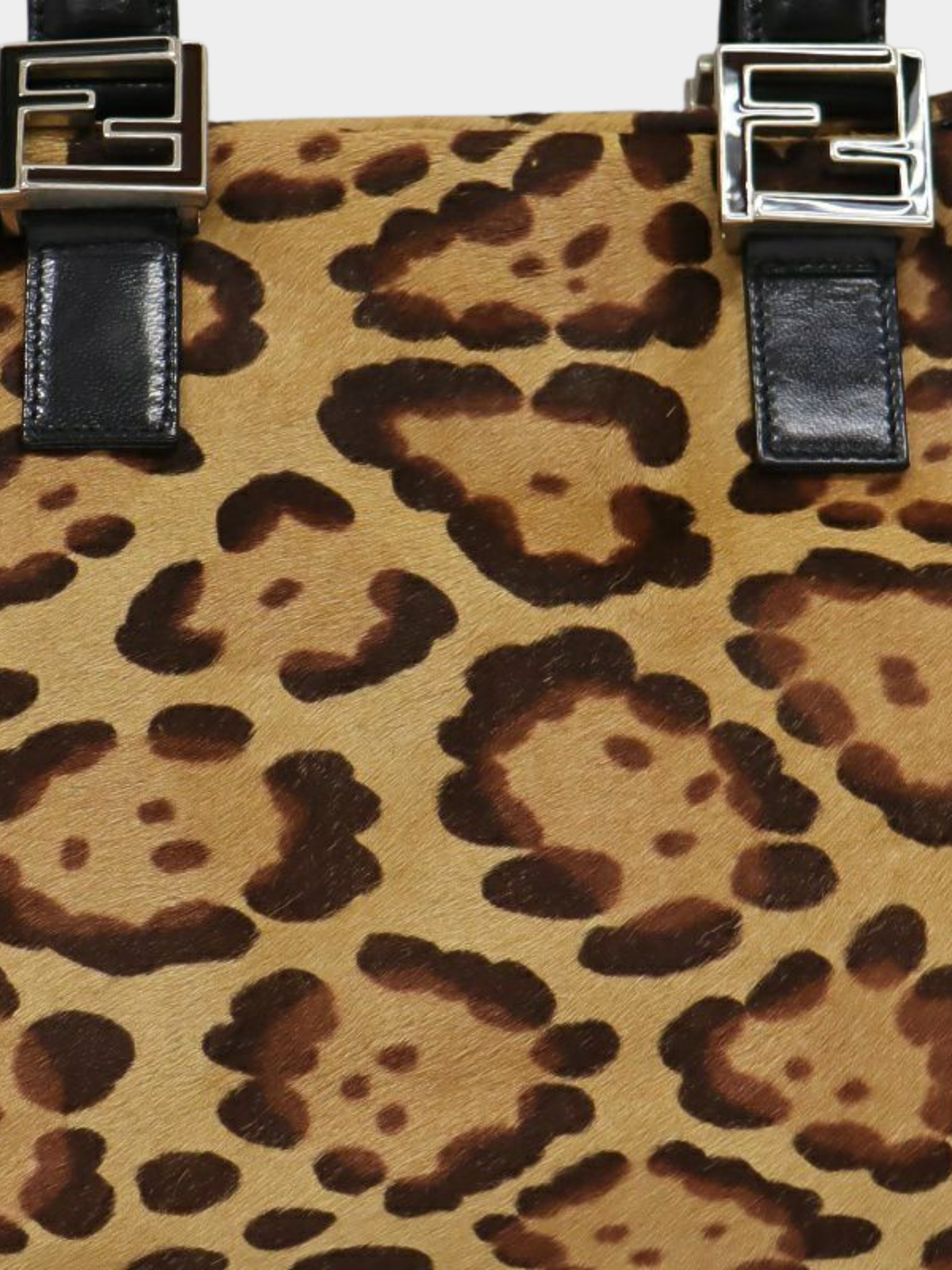 Fendi 2000s Brown Black Leopard Haircalf Handbag