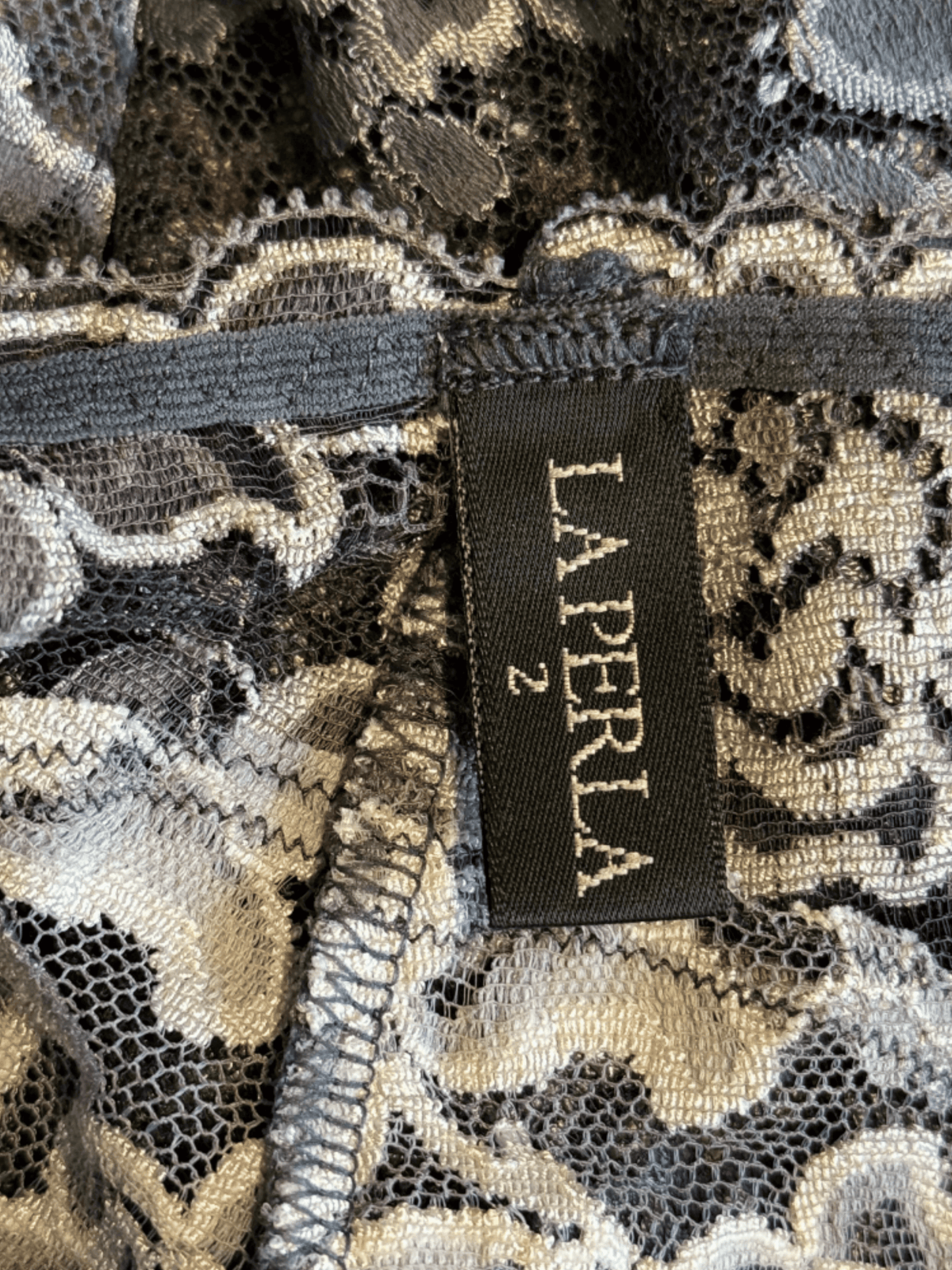 La Perla 2000s Blue-Gray Lace Pencil Skirt