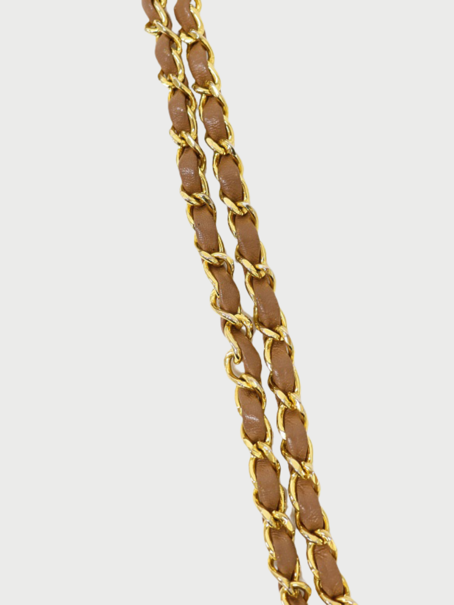 Chanel 1990-1991 Beige Leather Matelassé Double Flap Chain Shoulder Bag