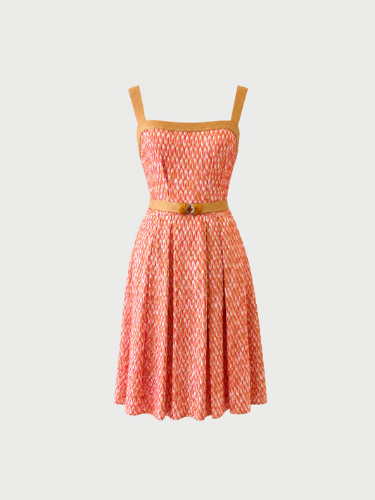 Missoni 2010s Orange Pink Tan Knit Cocktail Dress