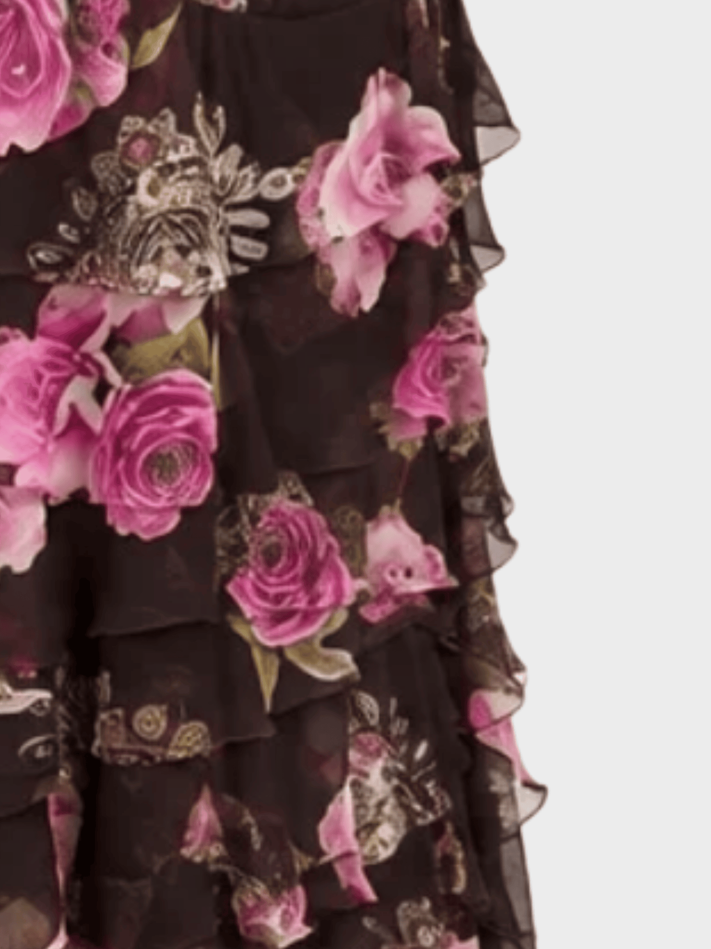 Emanuel Ungaro SS 2003 Brown Silk Floral Halter Dress