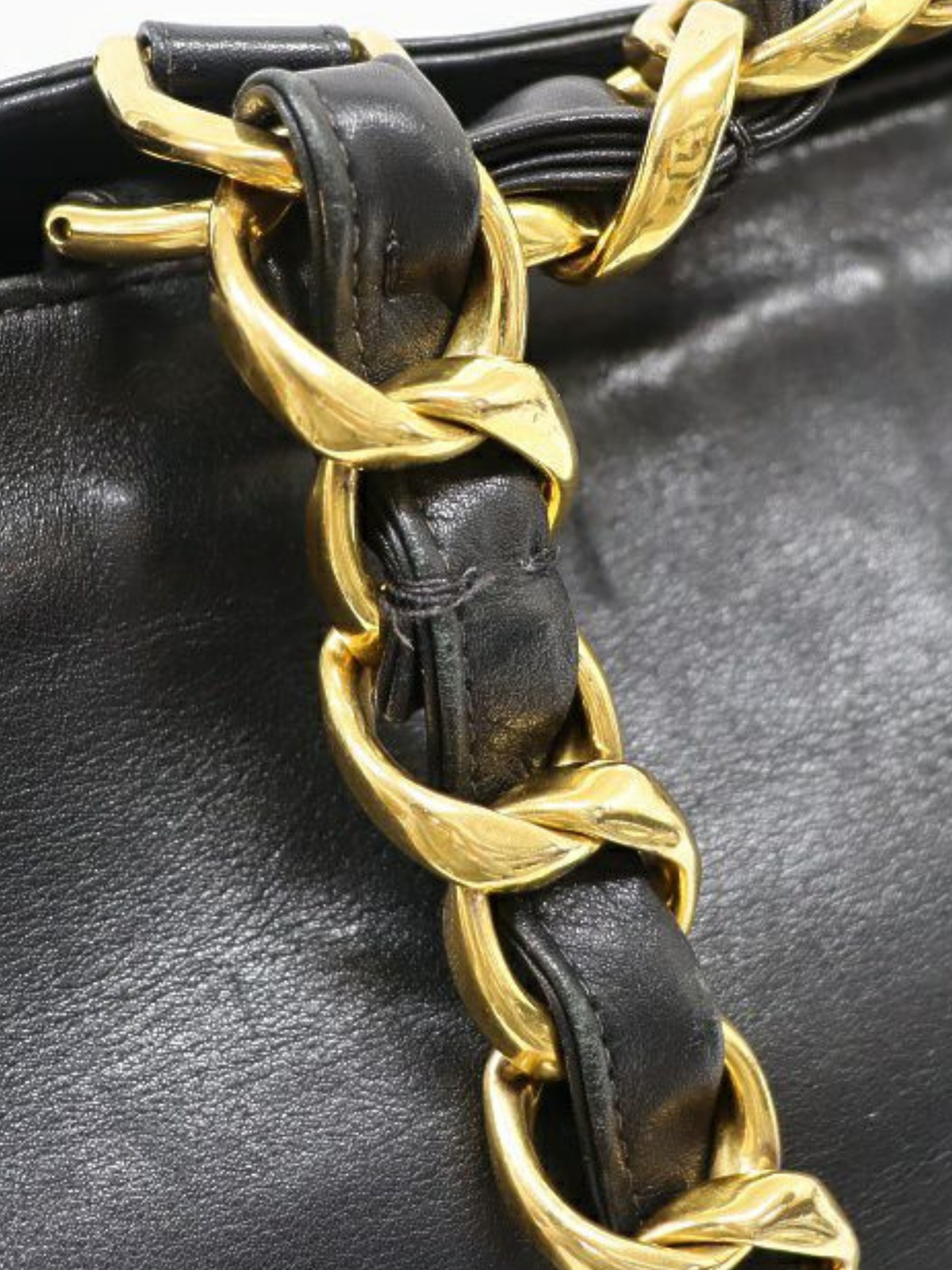 Chanel 1995–1996 Black Leather Jumbo Coco Chain Tote Bag