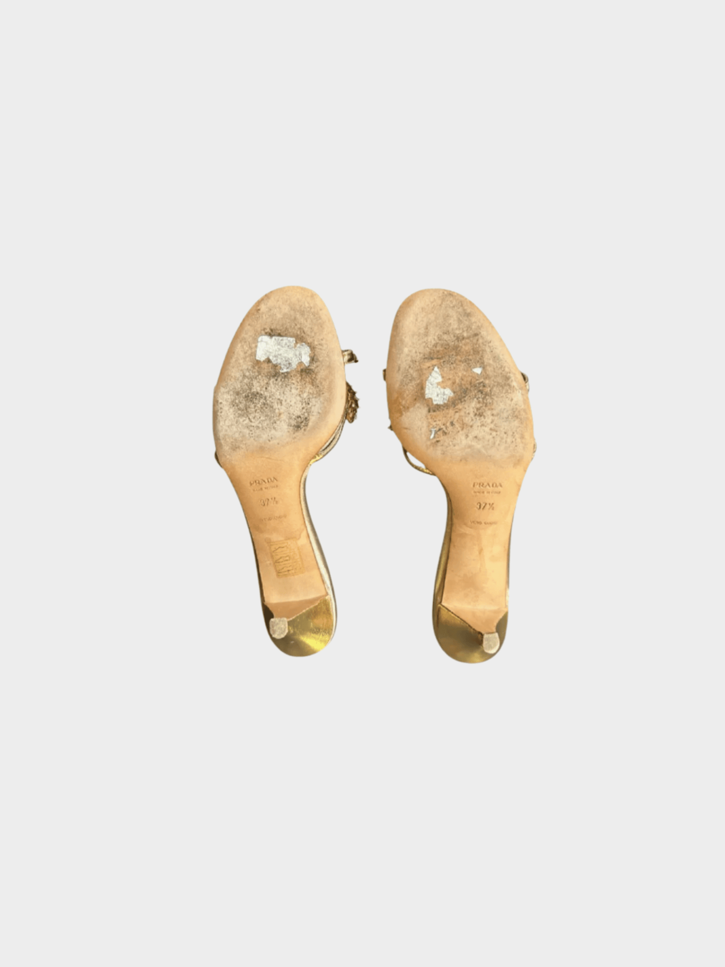Prada 2000s Crystal Embedded Golden Mule Heels