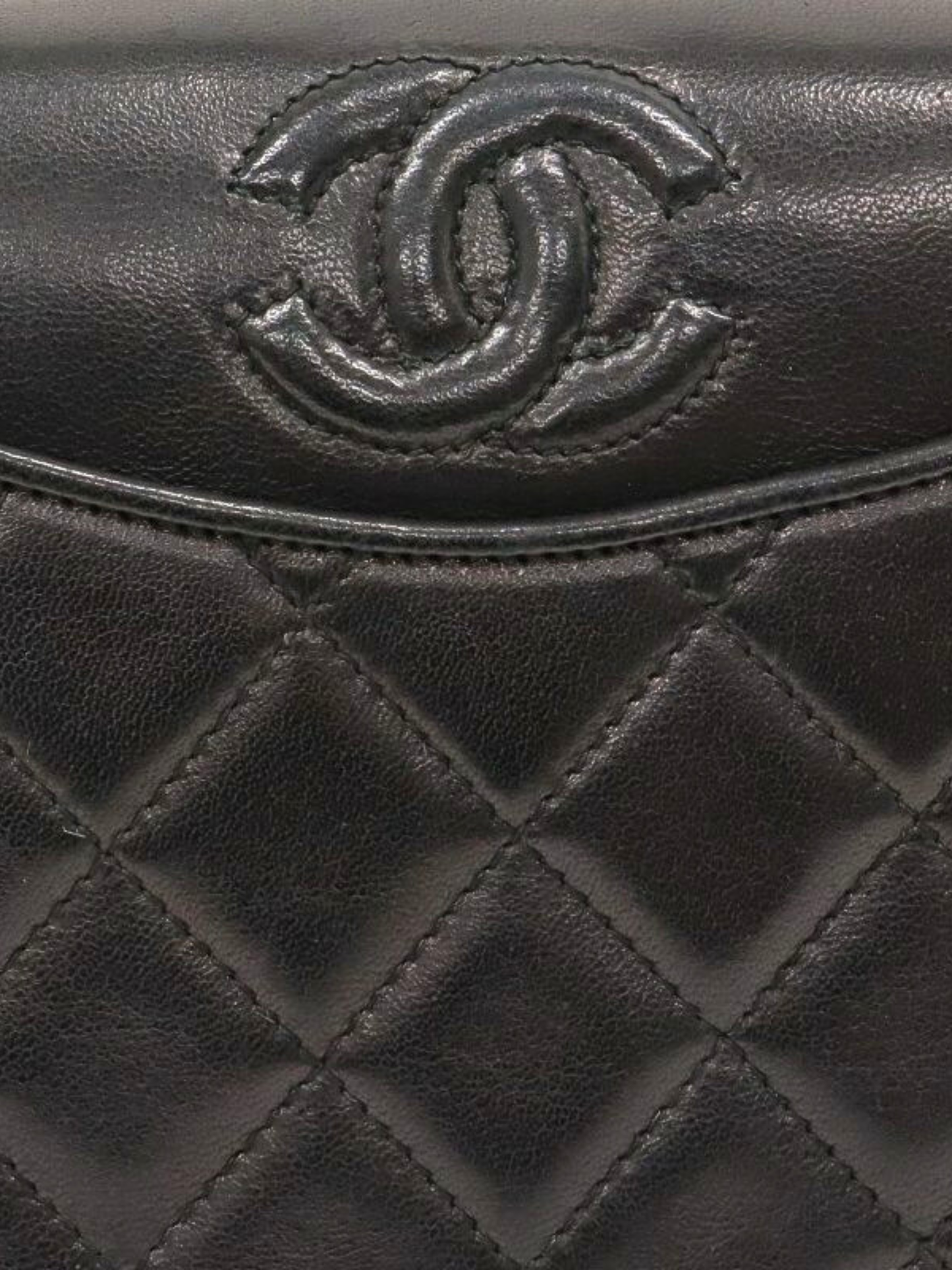 Chanel 1990–1991 Black Lambskin Matelassé Chain Shoulder Bag