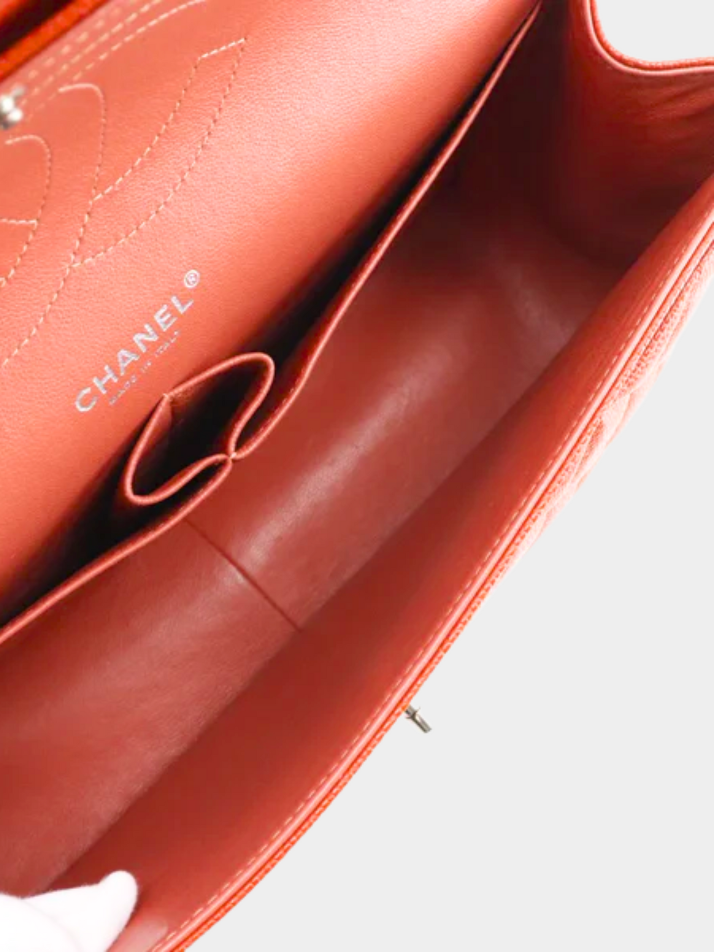 Chanel 2012 Orange Deca Matelasse 30 Double Flap Shoulder Bag