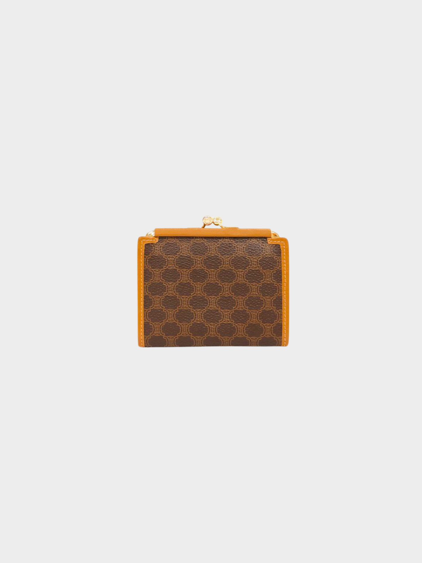 Celine 2010s Brown Triomphe Monogram Macadam Kiss Lock Coin Wallet