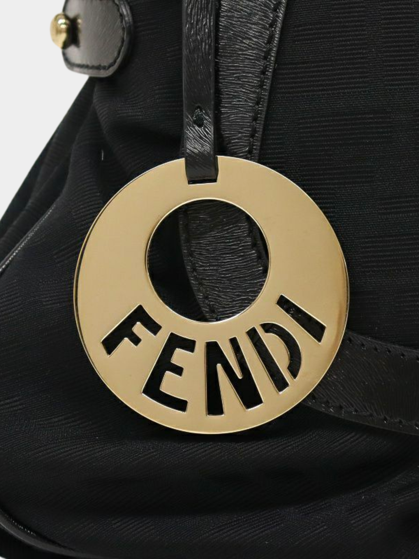 Fendi 2000s Black Nylon Leather Zucca Handbag