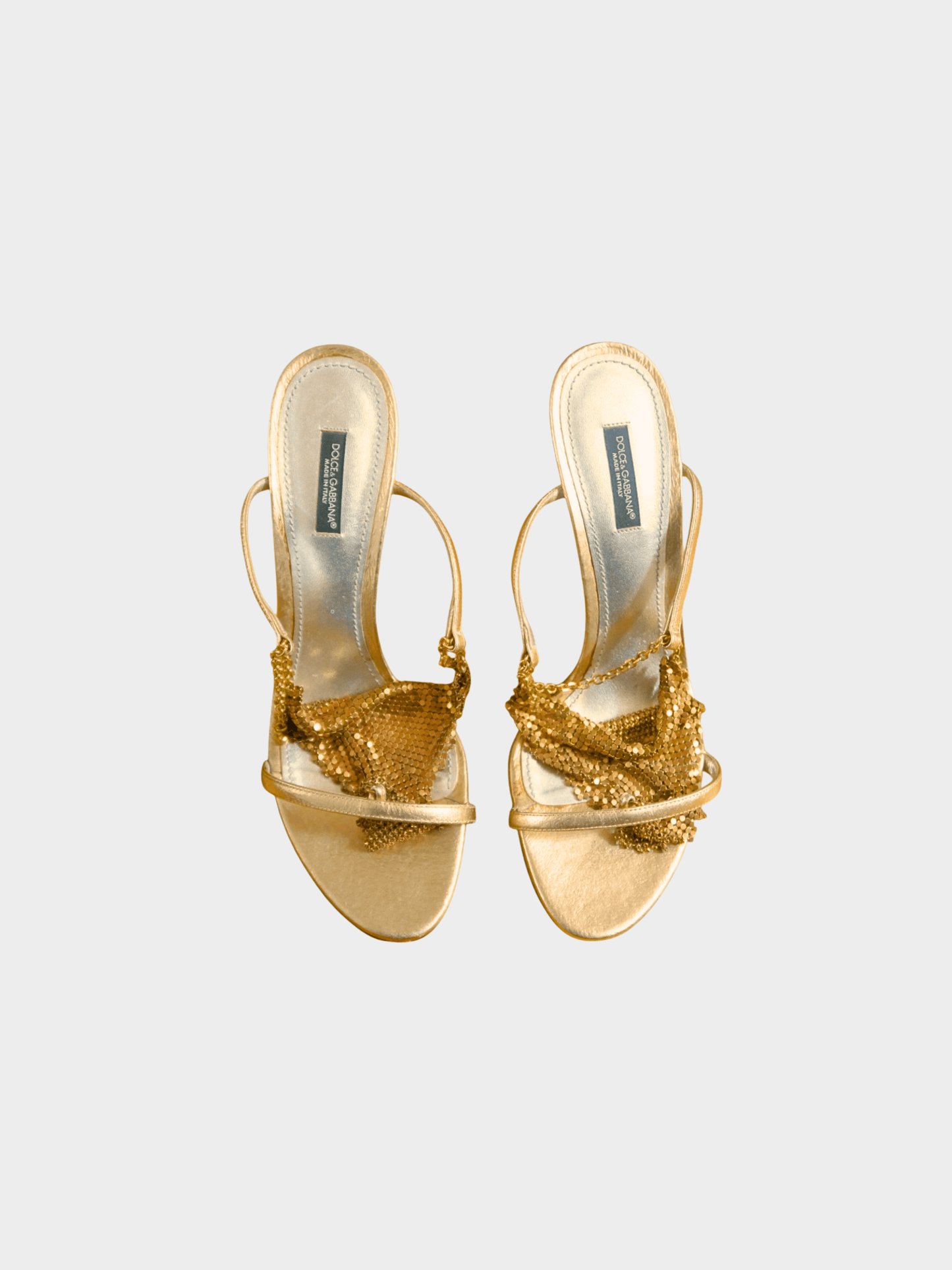 Dolce and Gabbana 2000s Gold Mesh Chainmail Heels