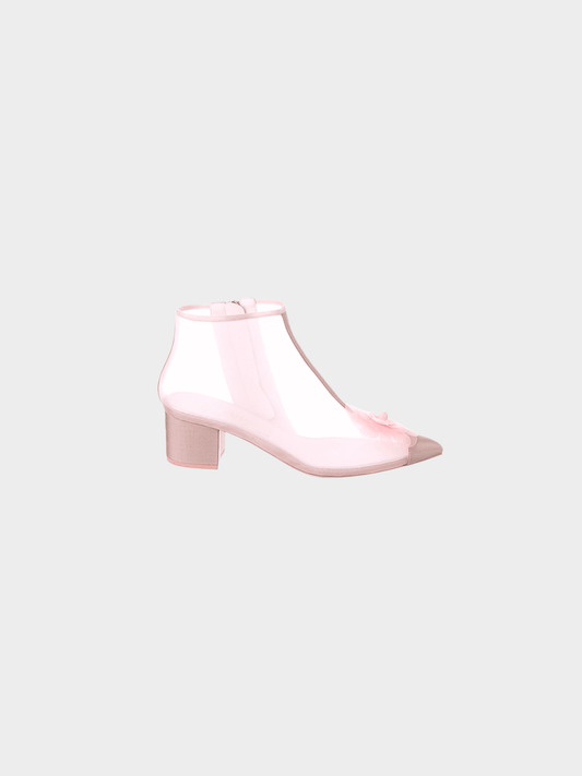 Chanel 2019 Pink Mesh Grosgrain Camellia Short Boots