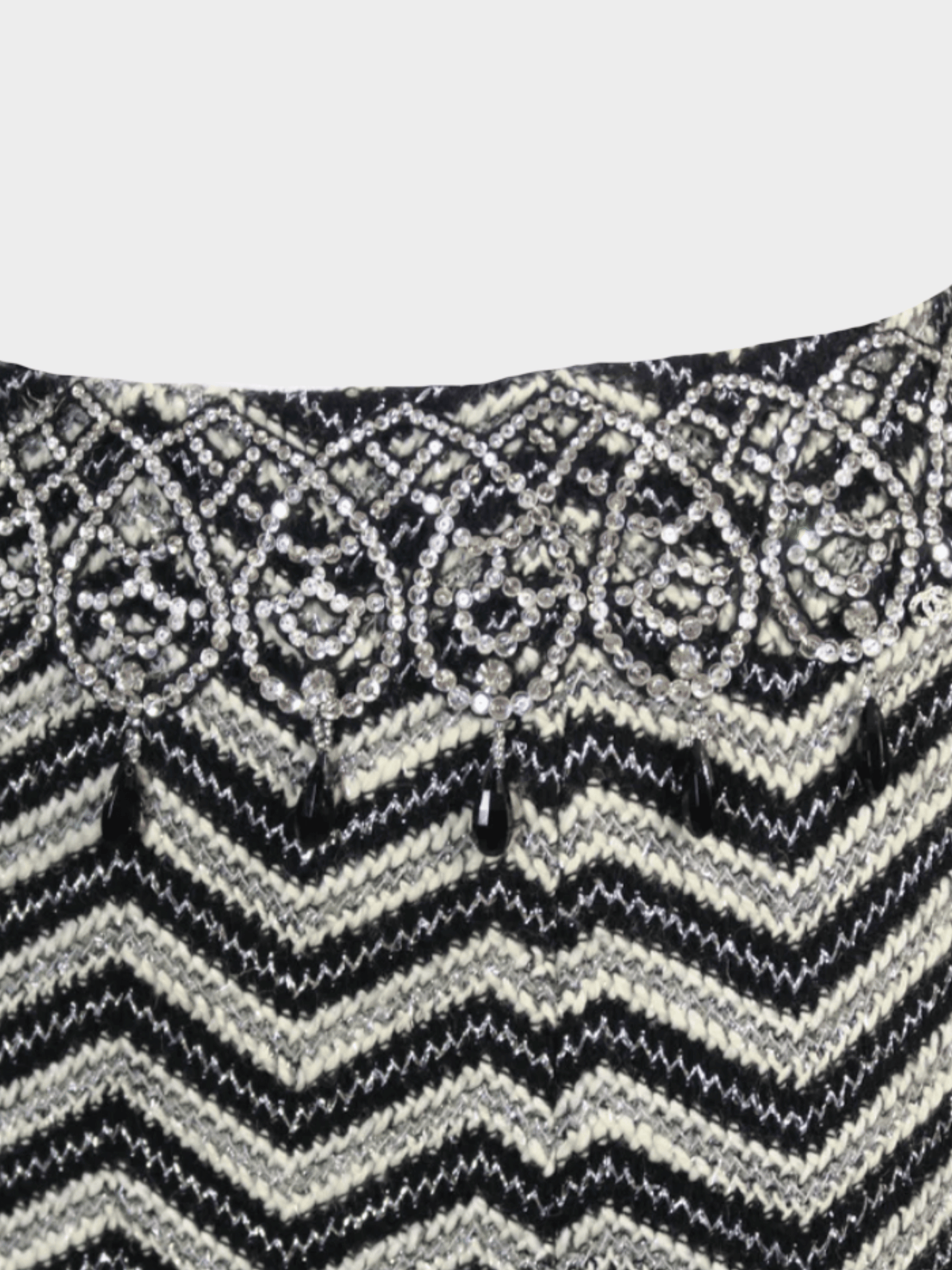 Chanel FW 2002 Black and White Tweed Midi Skirt
