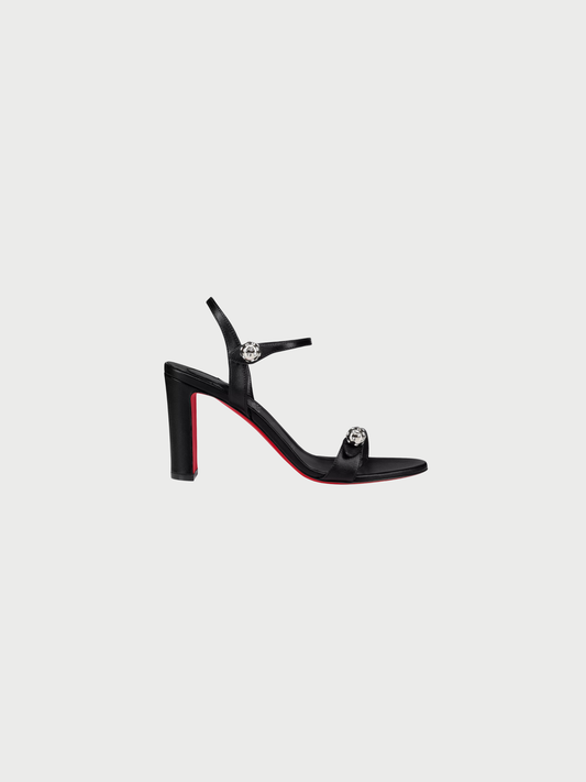 Christian Louboutin 2020s Black Leather Atmospheria Heeled Sandals