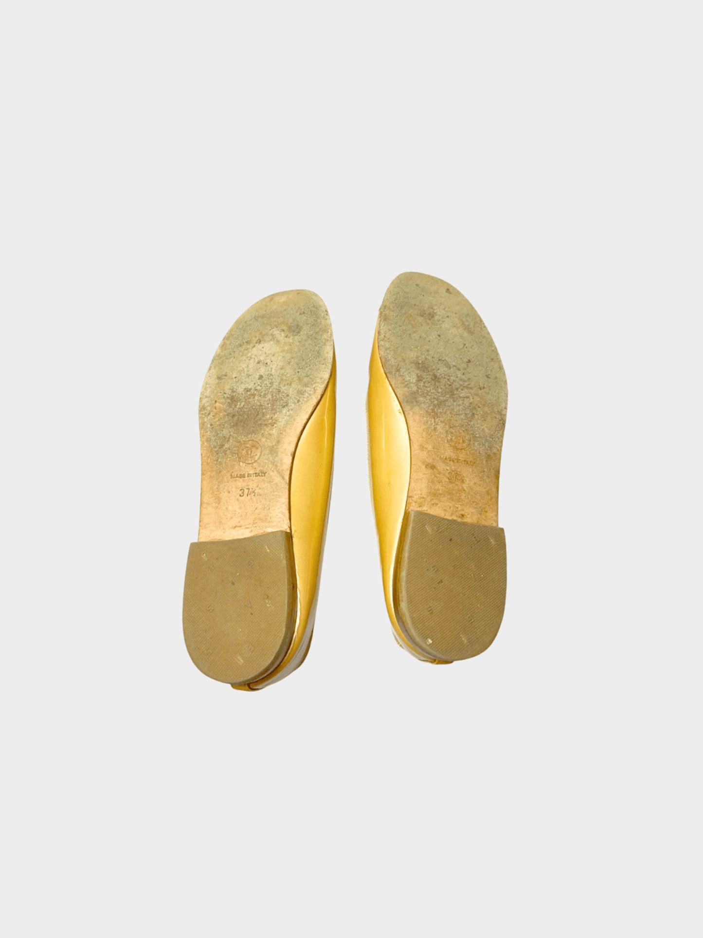 Chanel 2000s Mustard Yellow CC Interlocking Logo Ballet Flats