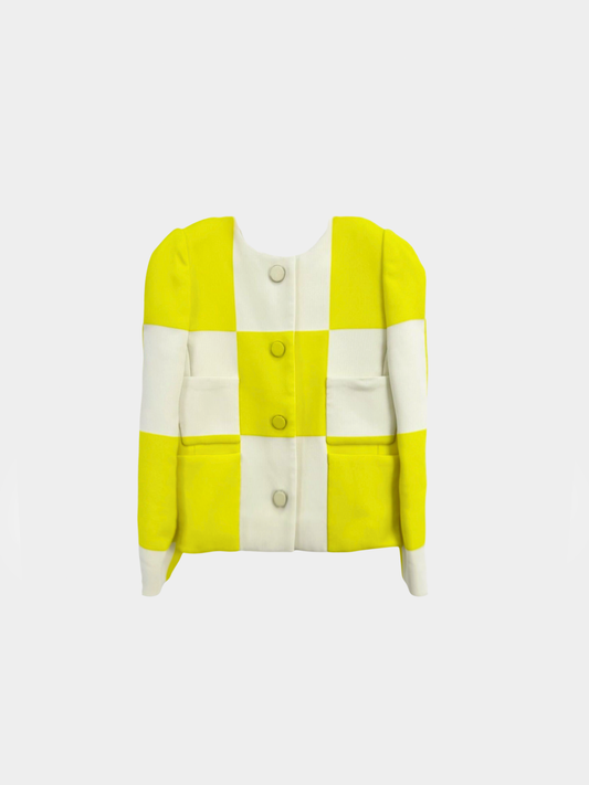 Louis Vuitton 2013 Yellow Cream Check-Panel Jacket