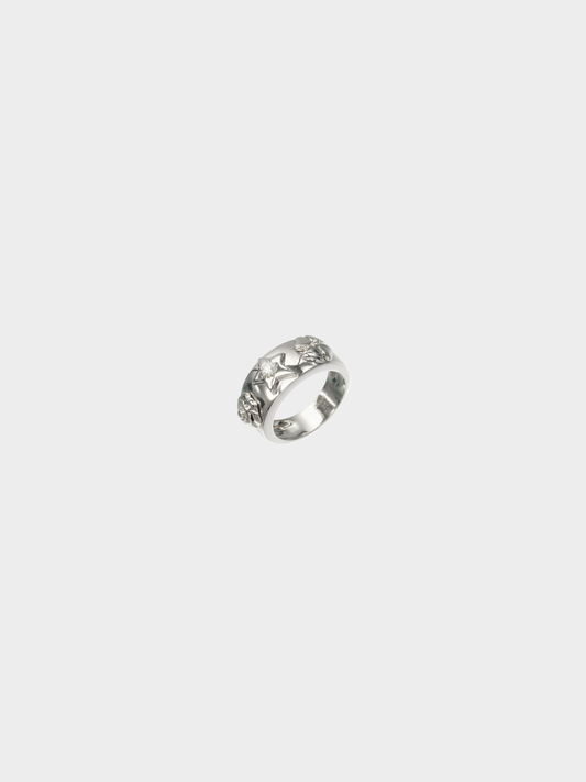 Chanel 2017 White Gold Diamond Three Symbols Ring